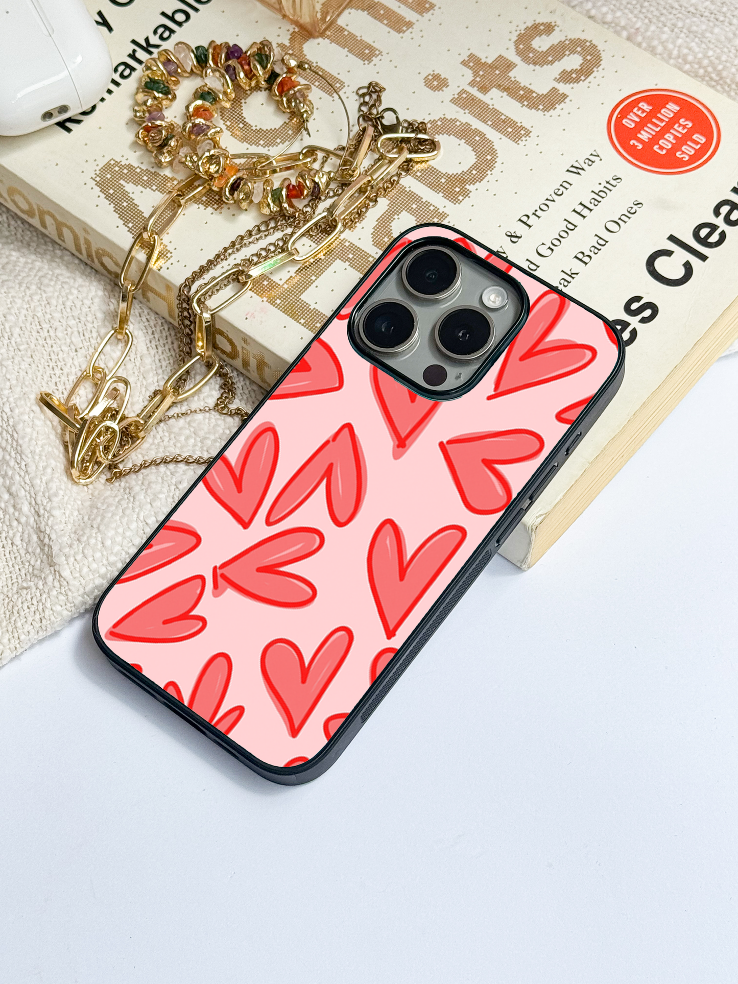 Love Doodles  Premium Glass Back Cover For iPhone 11,12,13,14,15,16 Models