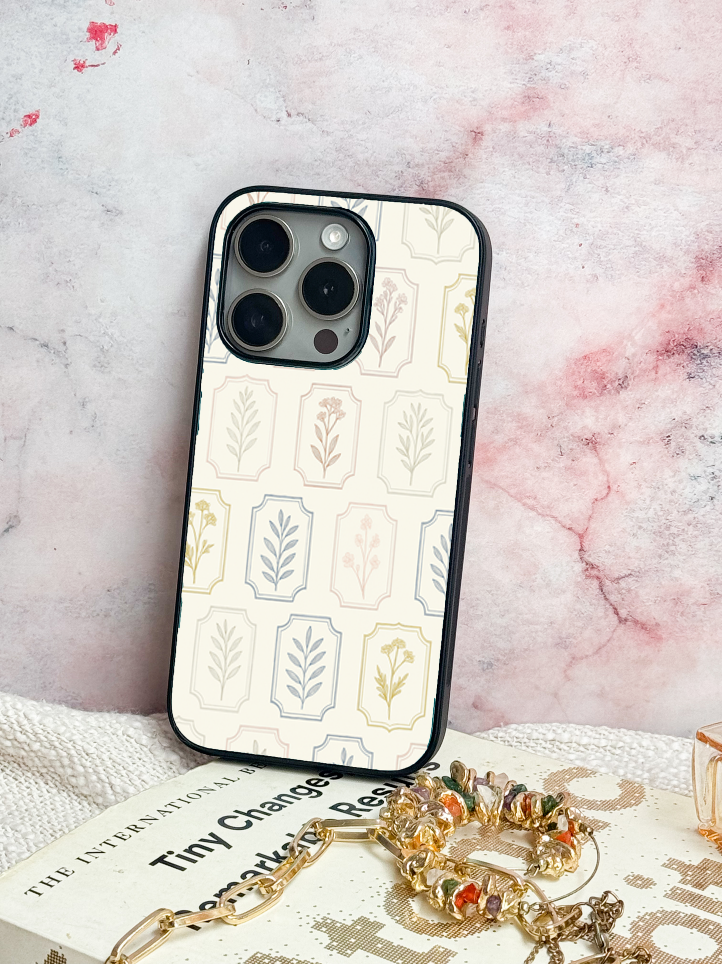 The Petal Grid Premium Glass Back Cover For iPhone 11,12,13,14,15,16 Models