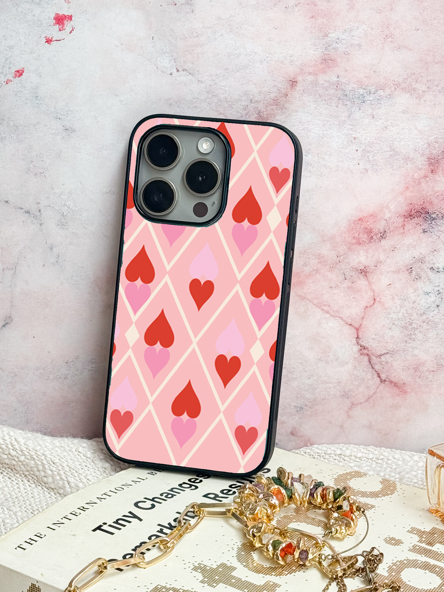 Hearts Play Premium Glass Back Cover For iPhone 11,12,13,14,15,16 Models