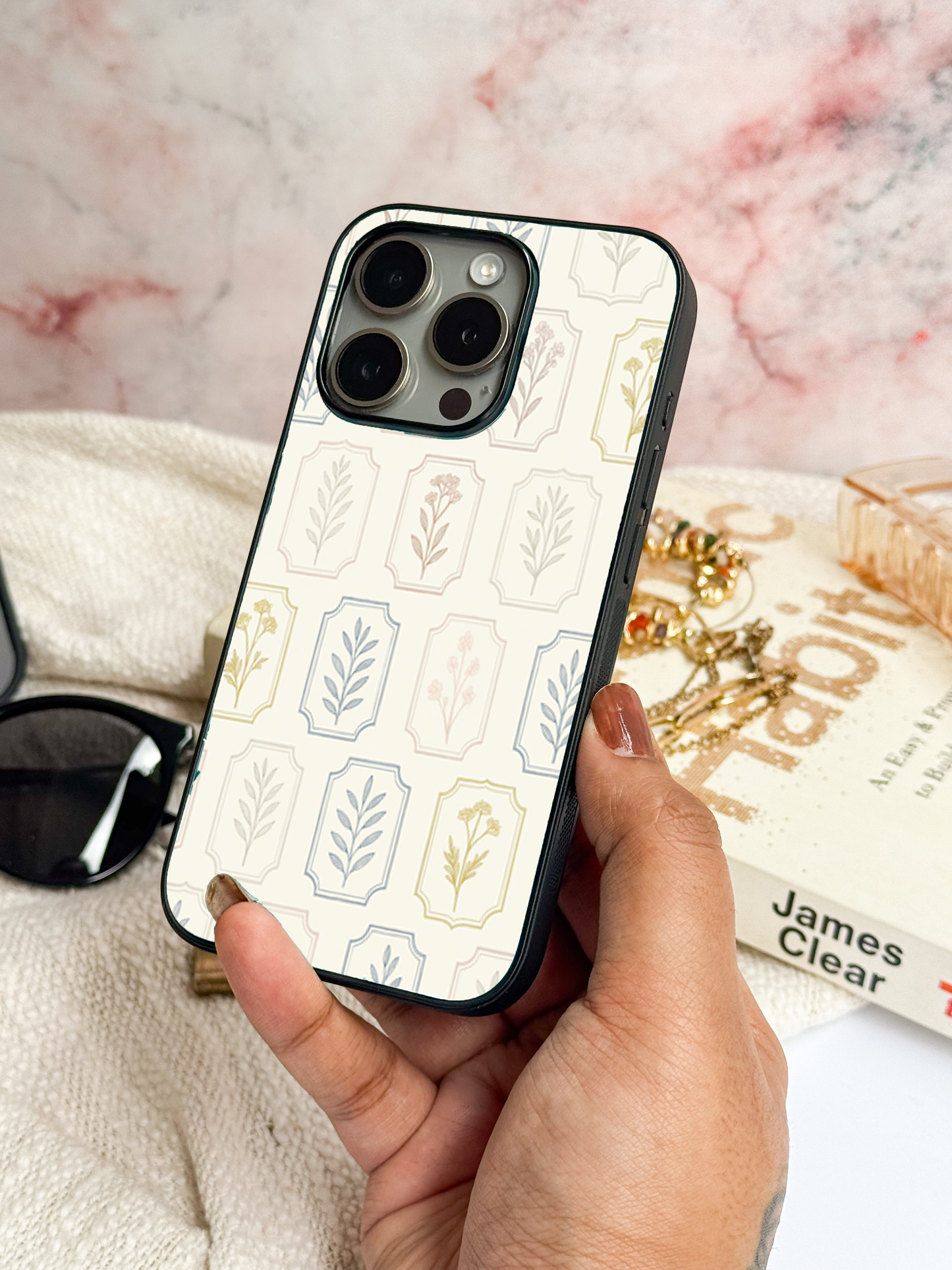 The Petal Grid Premium Glass Back Cover For iPhone 11,12,13,14,15,16 Models