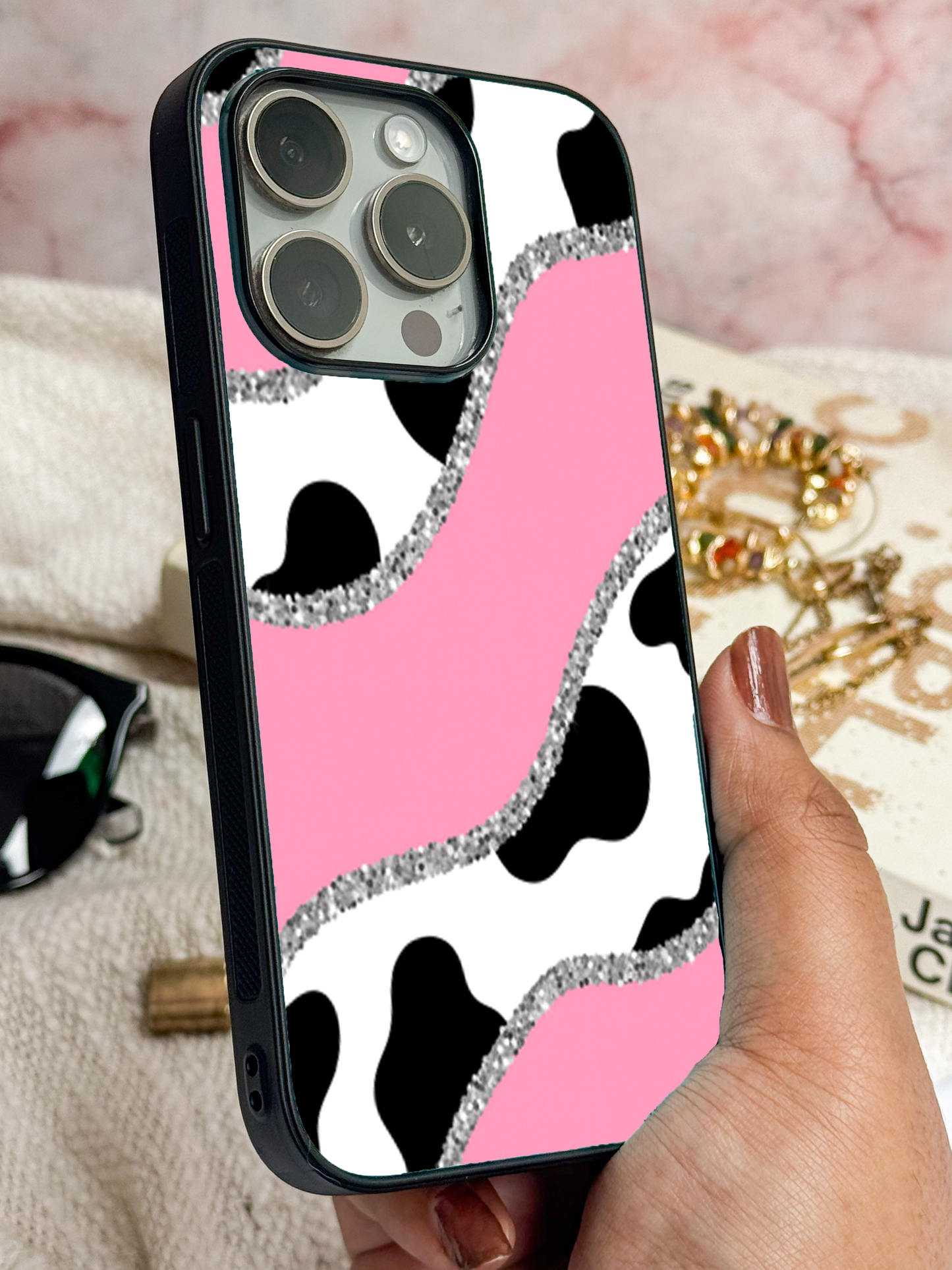 Pink Love Premium Glass Back Cover For iPhone 11,12,13,14,15,16 Models
