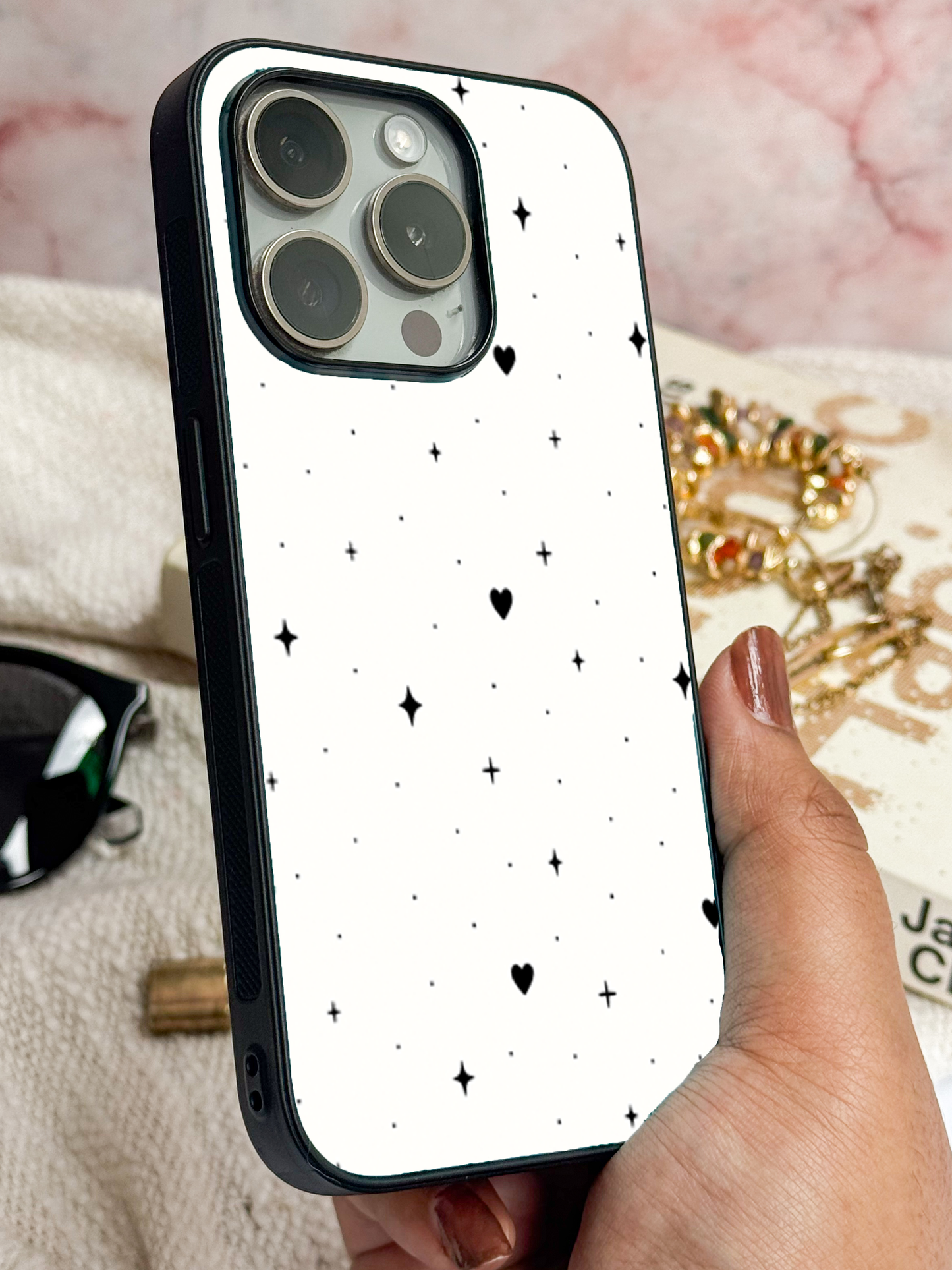 Minimal LOVE Premium Glass Back Cover For iPhone 11,12,13,14,15,16 Models