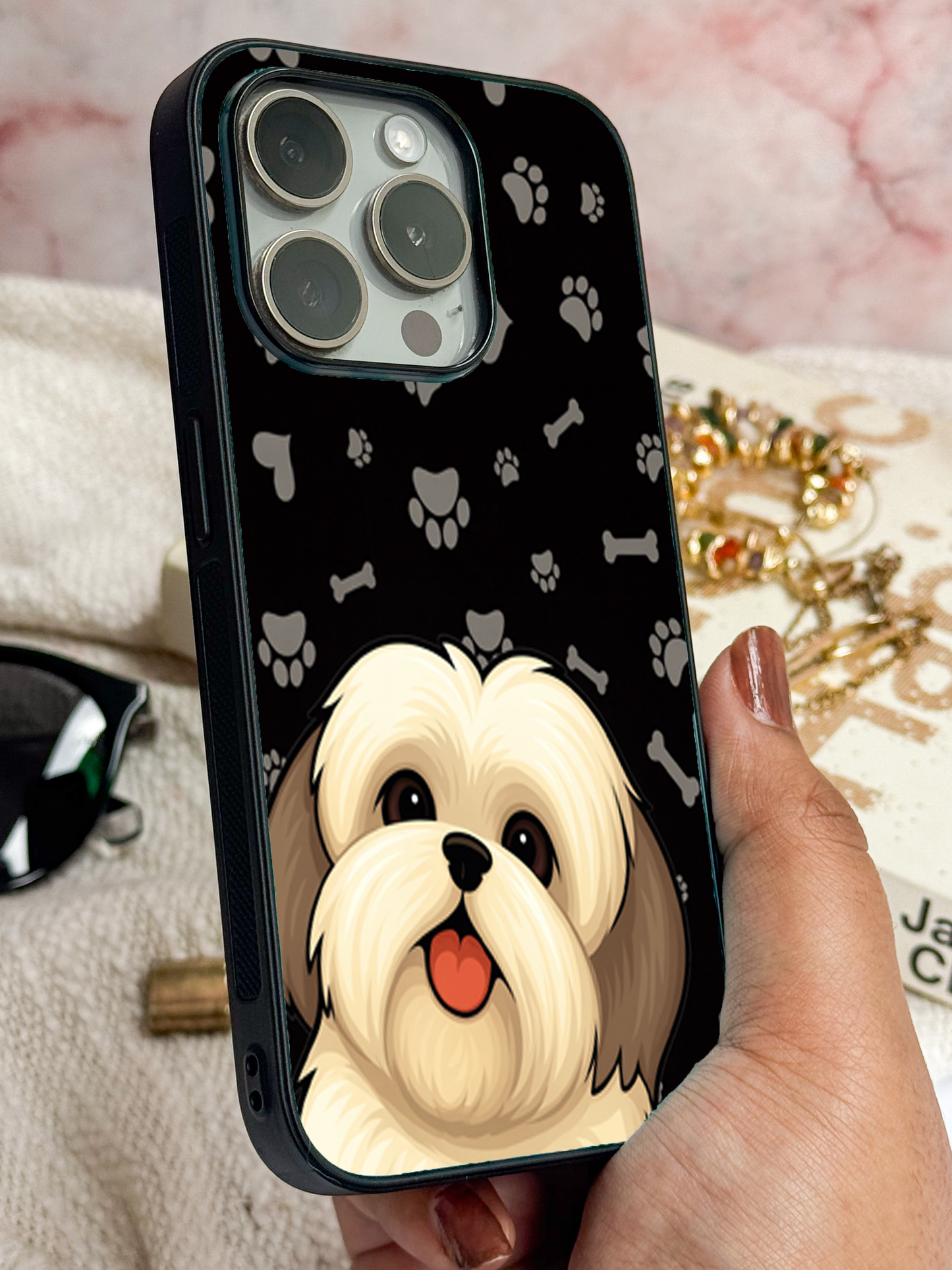 Fluffy Love Premium Glass Back Cover For iPhone 11,12,13,14,15,16 Models