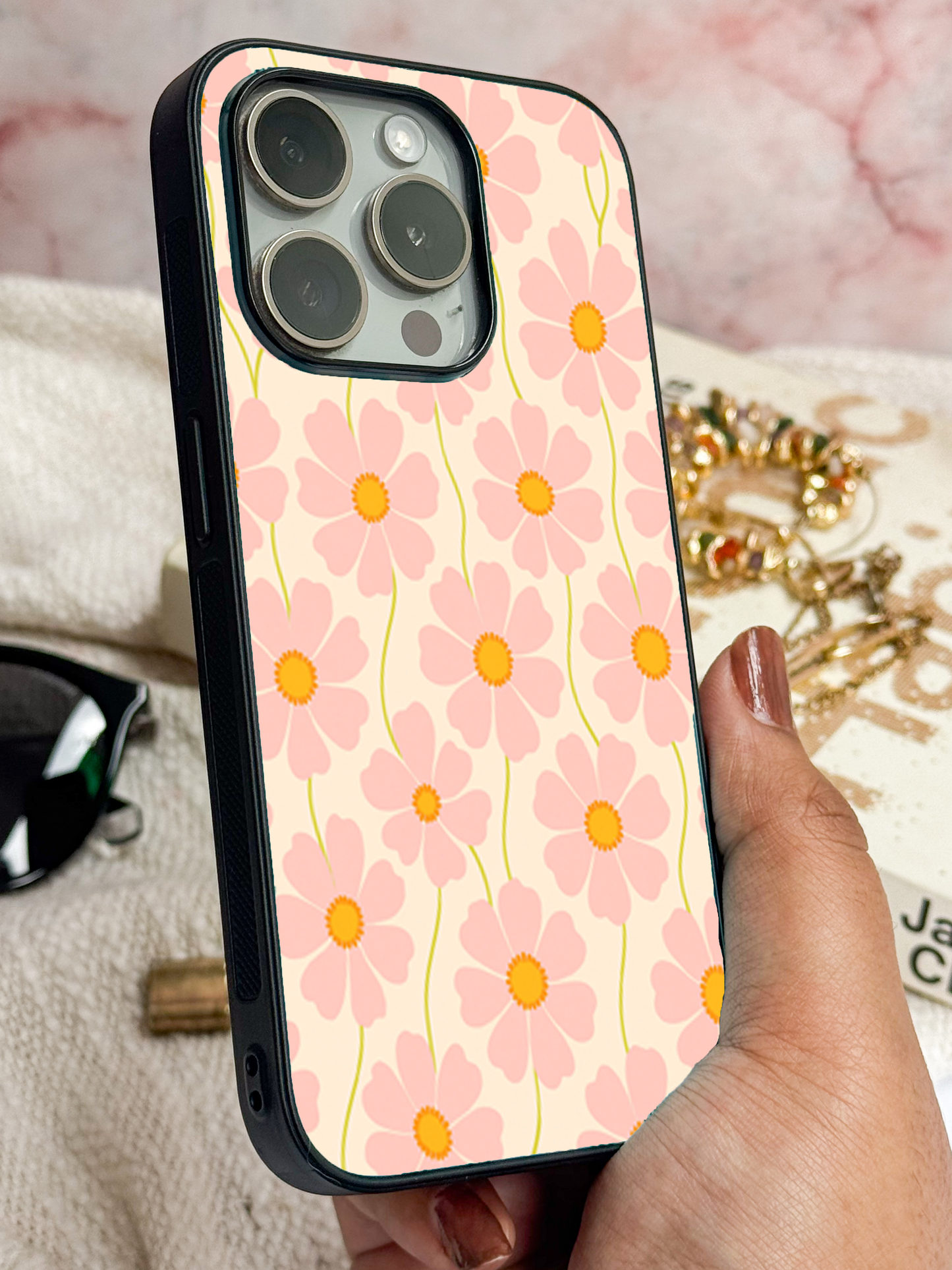 Cherry Blossom* Premium Glass Back Cover For iPhone 11,12,13,14,15,16 Models