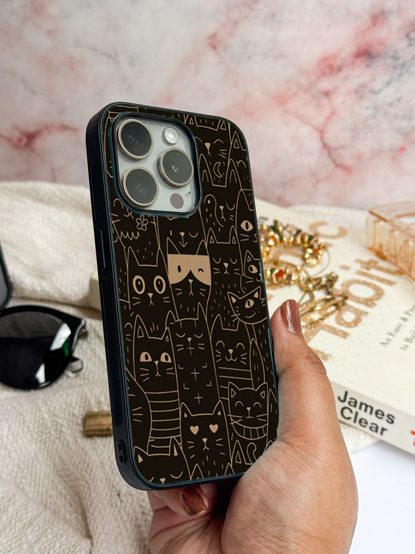 Meow You Too Premium Glass Back Cover For iPhone 11,12,13,14,15,16 Models