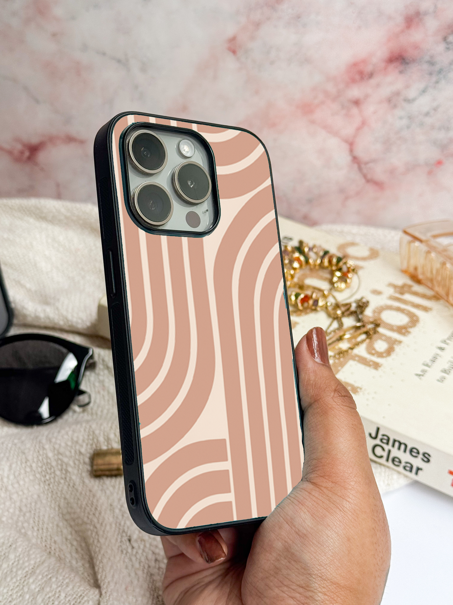 Abstract Arc Premium Glass Back Cover For iPhone 11,12,13,14,15,16 Models