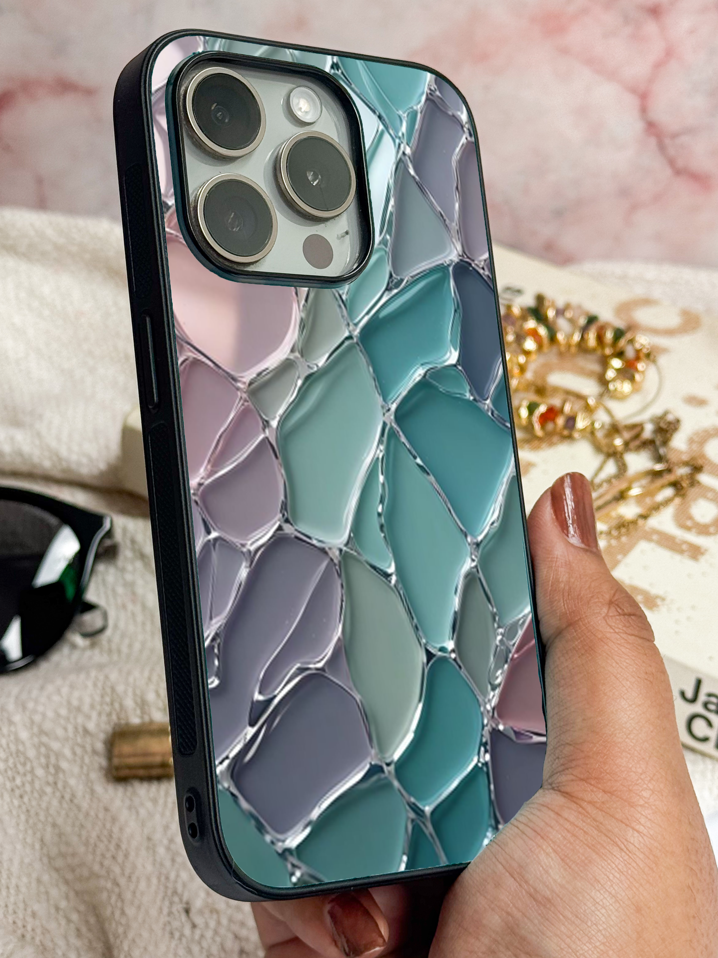 Ocean Glaze Premium Glass Back Cover For iPhone 11,12,13,14,15,16 Models