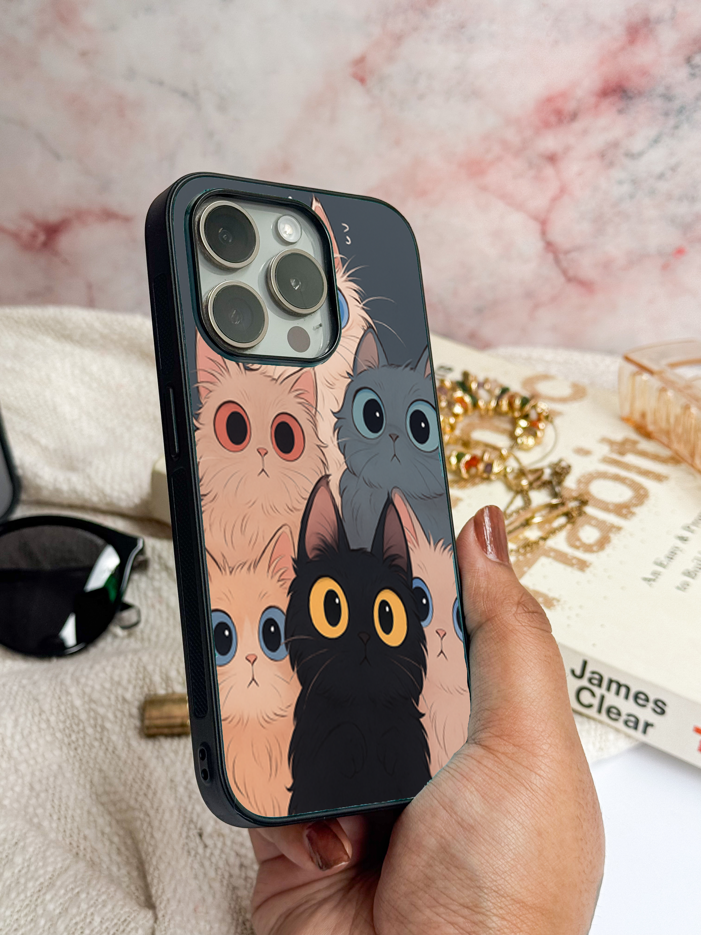 Kitty Mania  Premium Glass Back Cover For iPhone 11,12,13,14,15,16 Models
