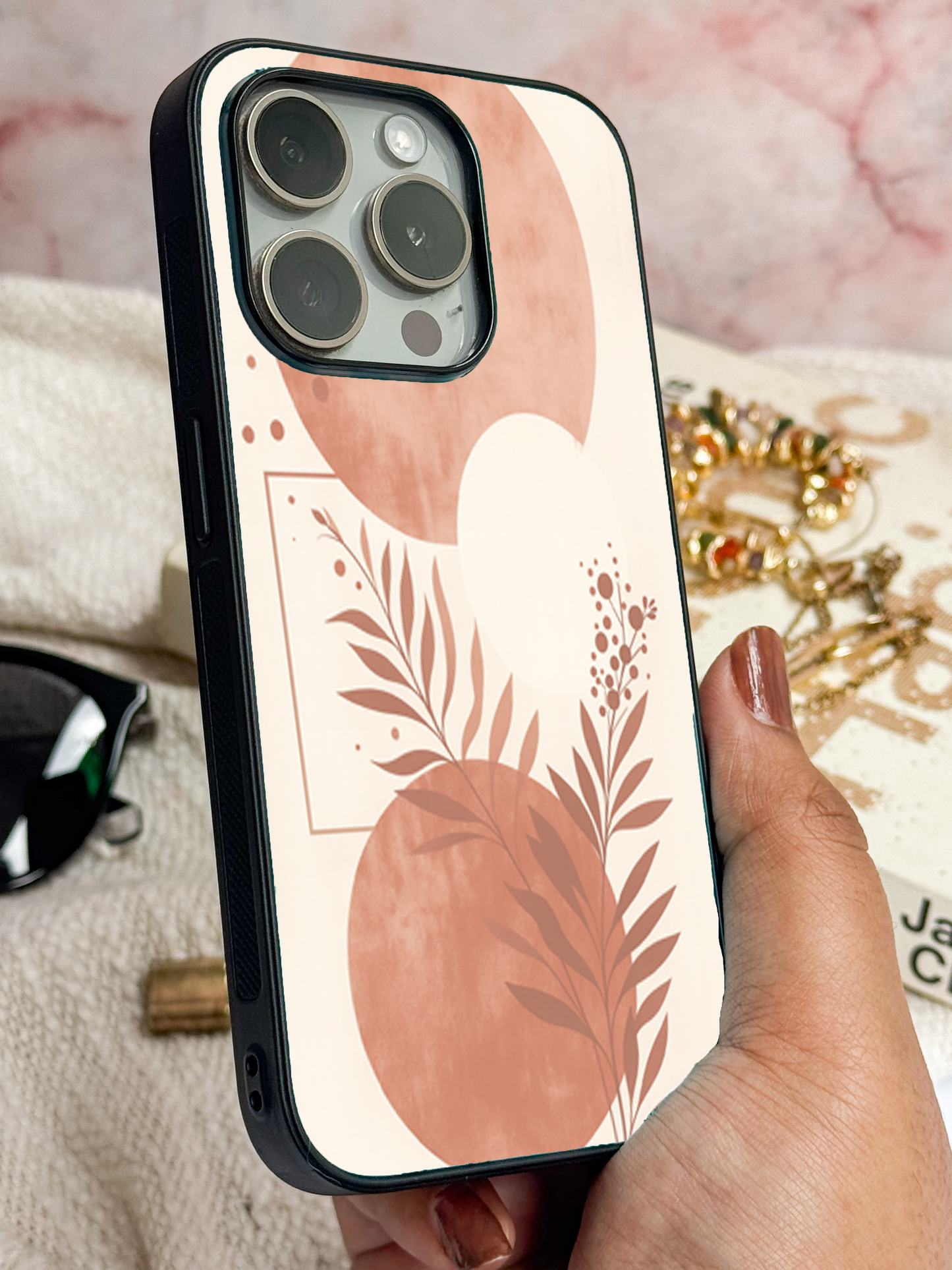 Blush Harmon Premium Glass Back Cover For iPhone 11,12,13,14,15,16 Models