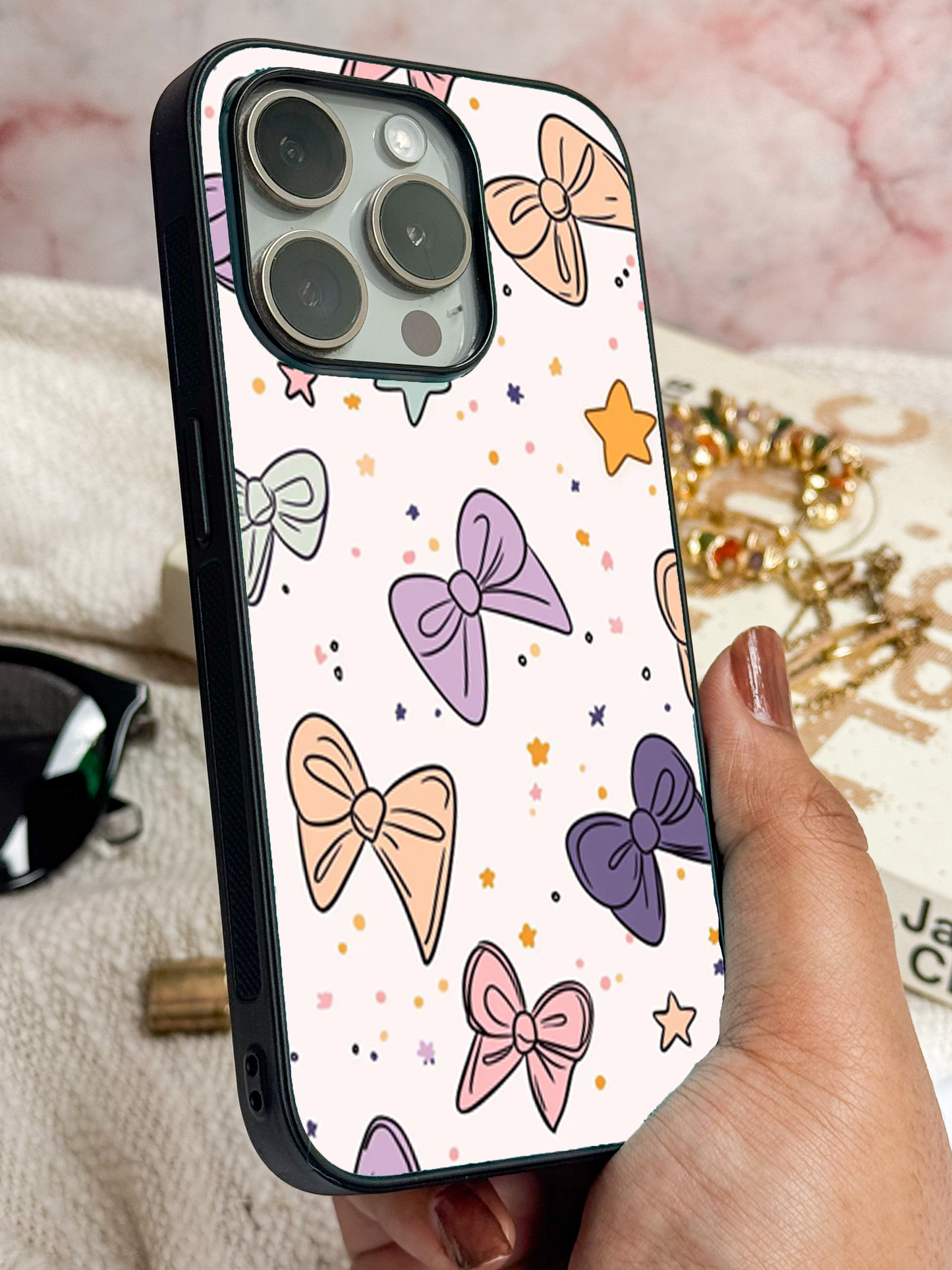 Bow Babe Premium Glass Back Cover For iPhone 11,12,13,14,15,16 Models