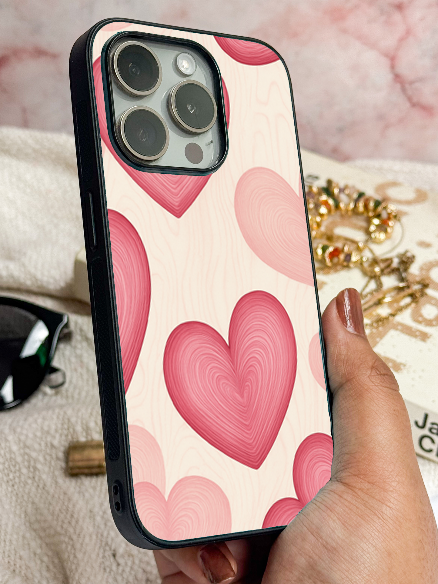 The Candy Hearts Premium Glass Back Cover For iPhone 11,12,13,14,15,16 Models
