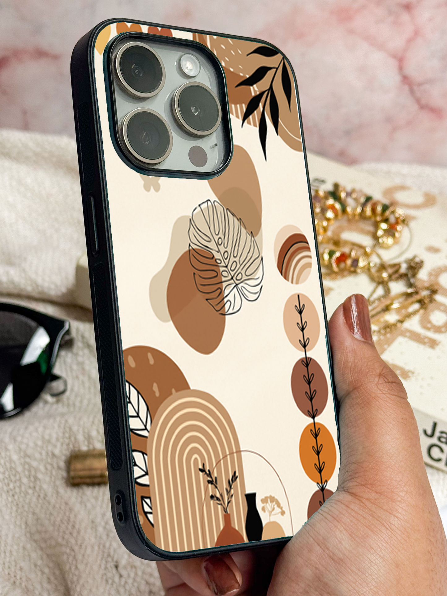 Organic Aura Premium Glass Back Cover For iPhone 11,12,13,14,15,16 Models