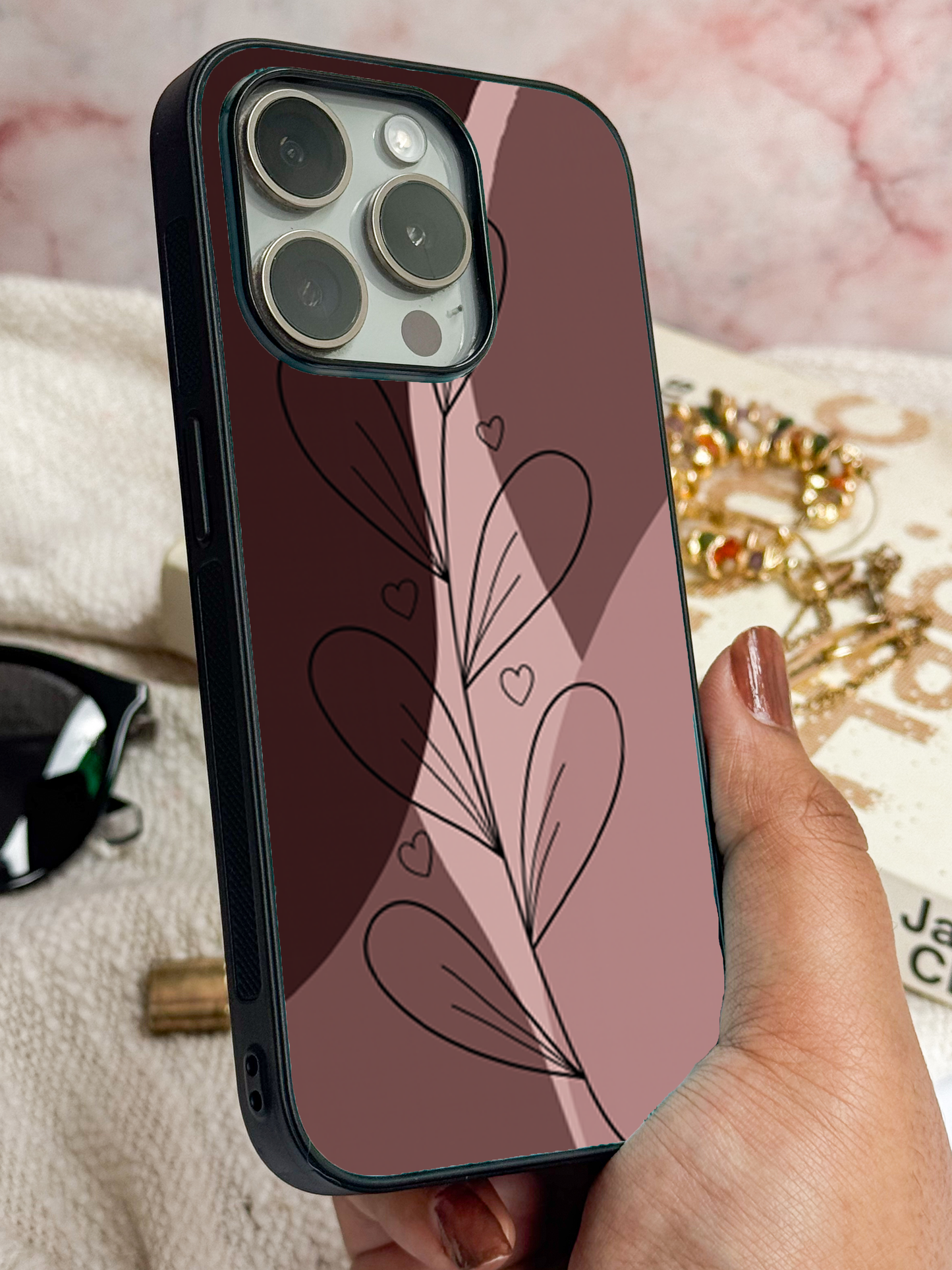 Blushing Petals Premium Glass Back Cover For iPhone 11,12,13,14,15,16 Models