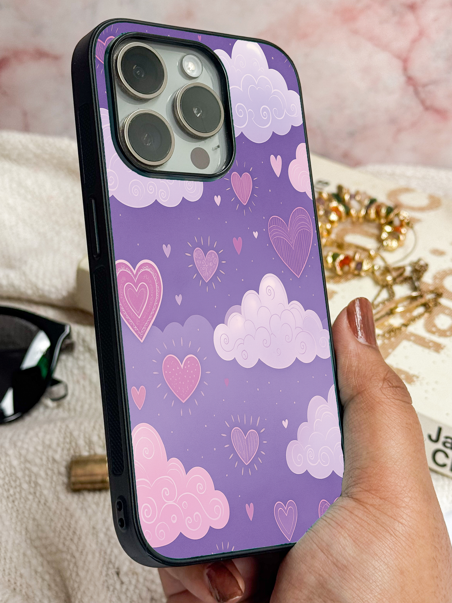 Lavender Skies Premium Glass Back Cover For iPhone 11,12,13,14,15,16 Models