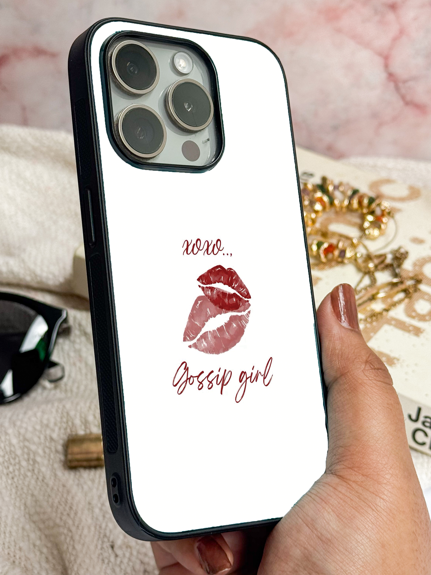 The Gossip Kiss Premium Glass Back Cover For iPhone 11,12,13,14,15,16 Models