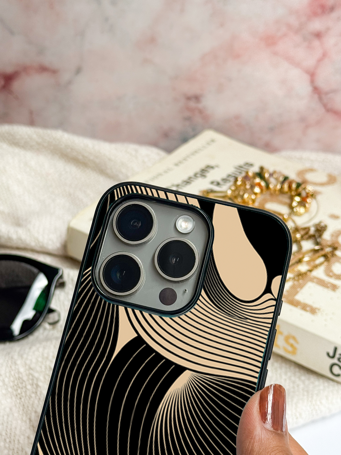 Aesthetic Swirls Premium Glass Back Cover For iPhone 11,12,13,14,15,16 Models