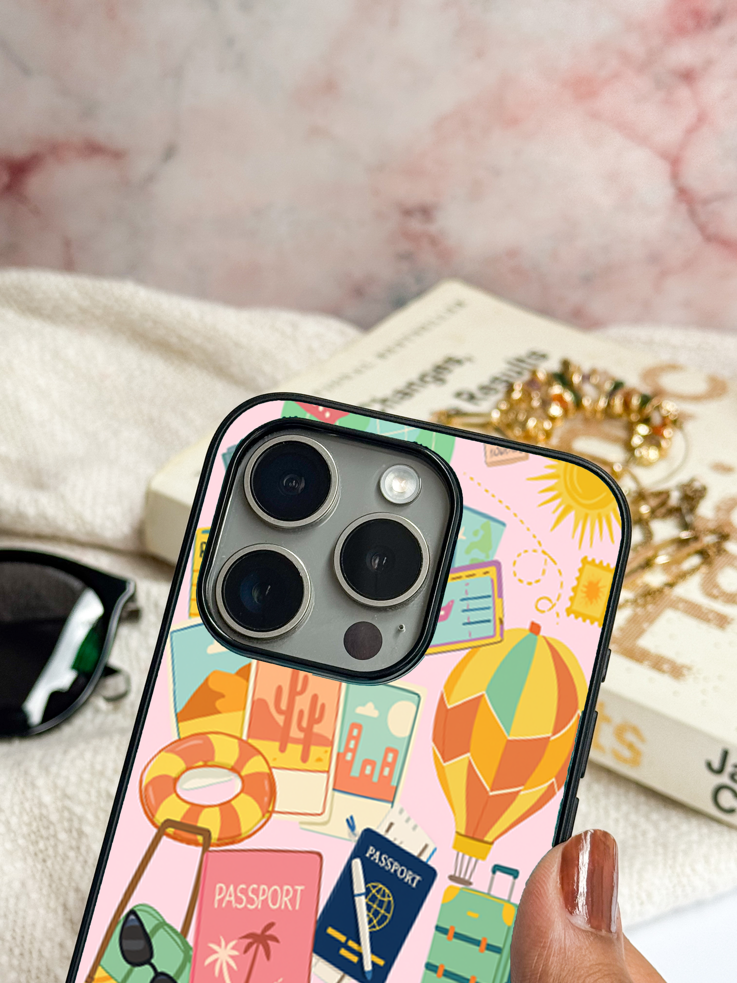 I love Travelling  Premium Glass Back Cover For iPhone 11,12,13,14,15,16 Models