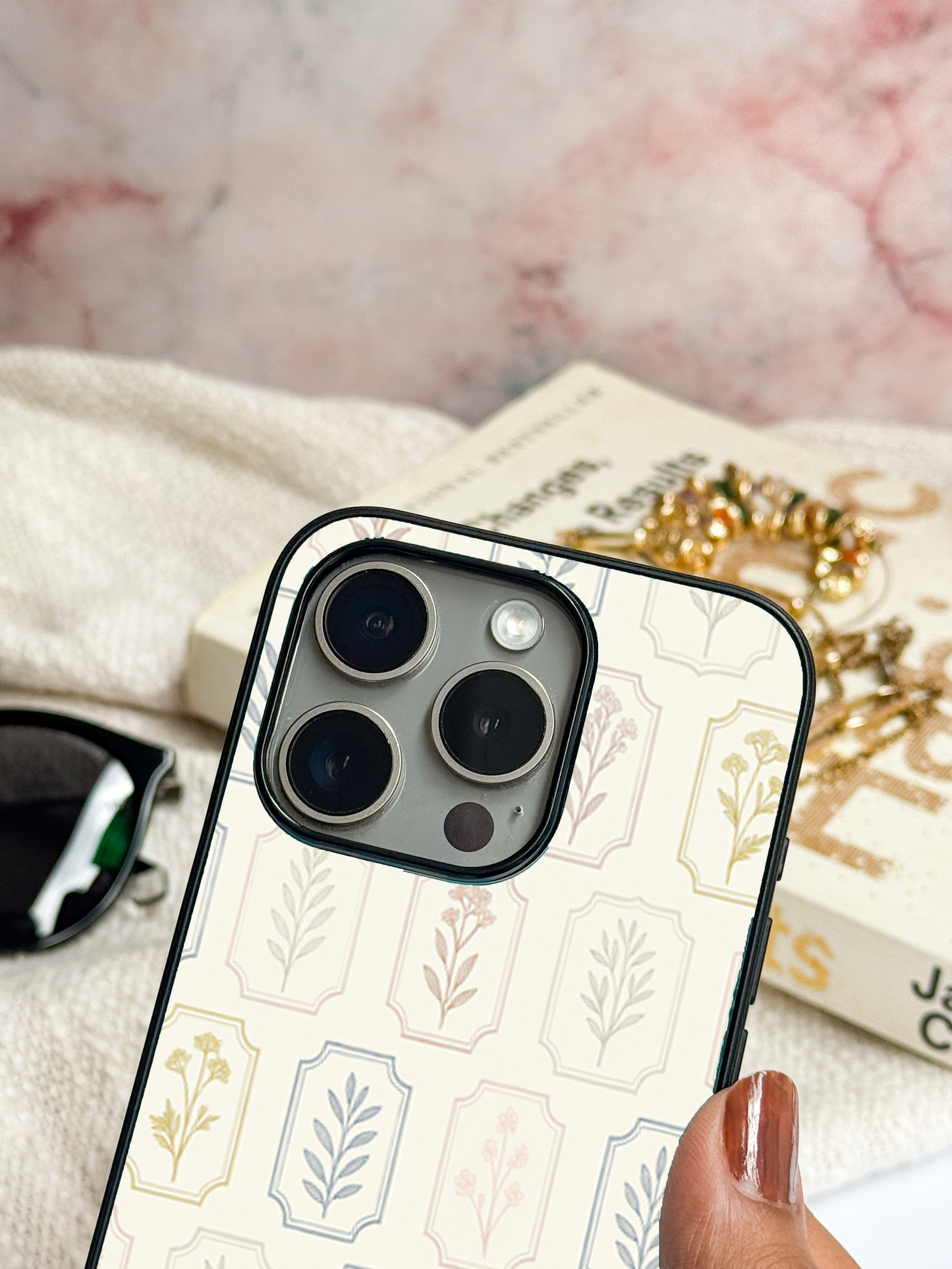 The Petal Grid Premium Glass Back Cover For iPhone 11,12,13,14,15,16 Models