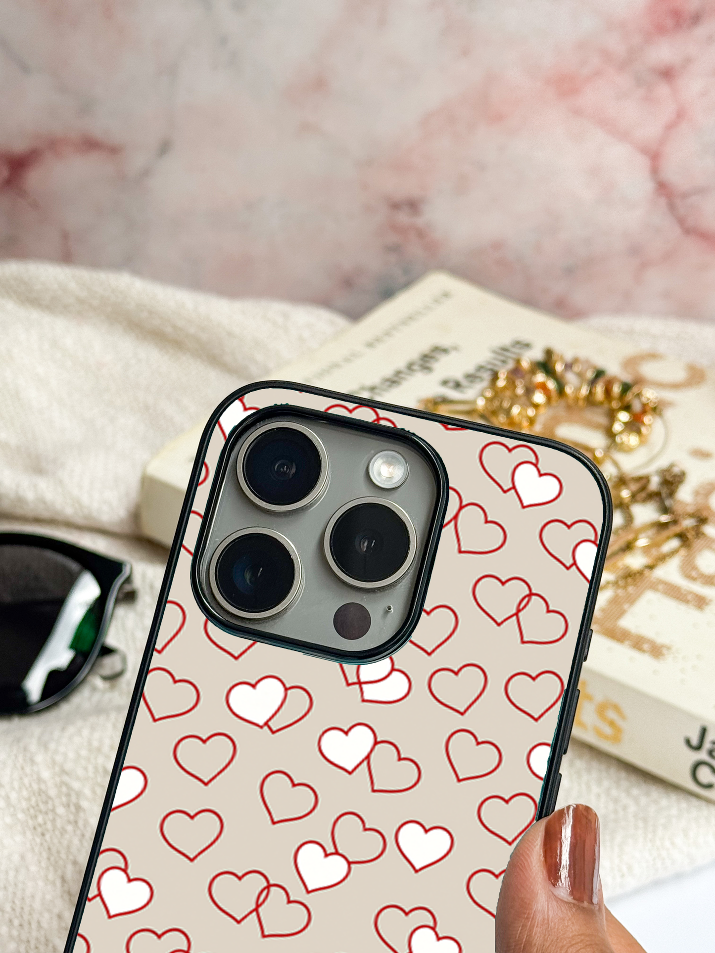 Puzzled Hearts Premium Glass Back Cover For iPhone 11,12,13,14,15,16 Models