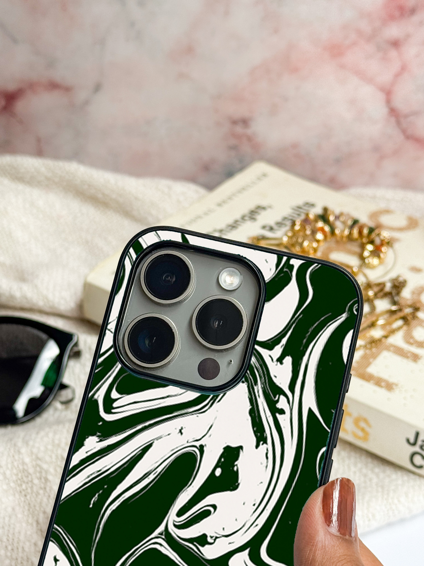 Grassy Marble   Premium Glass Back Cover For iPhone 11,12,13,14,15,16 Models