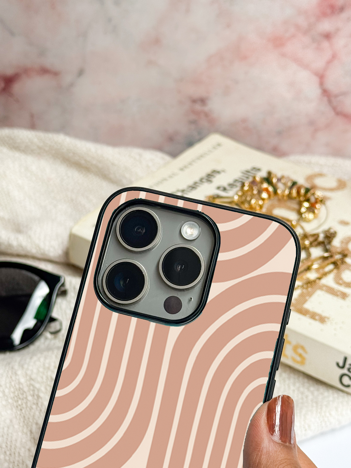 Abstract Arc Premium Glass Back Cover For iPhone 11,12,13,14,15,16 Models