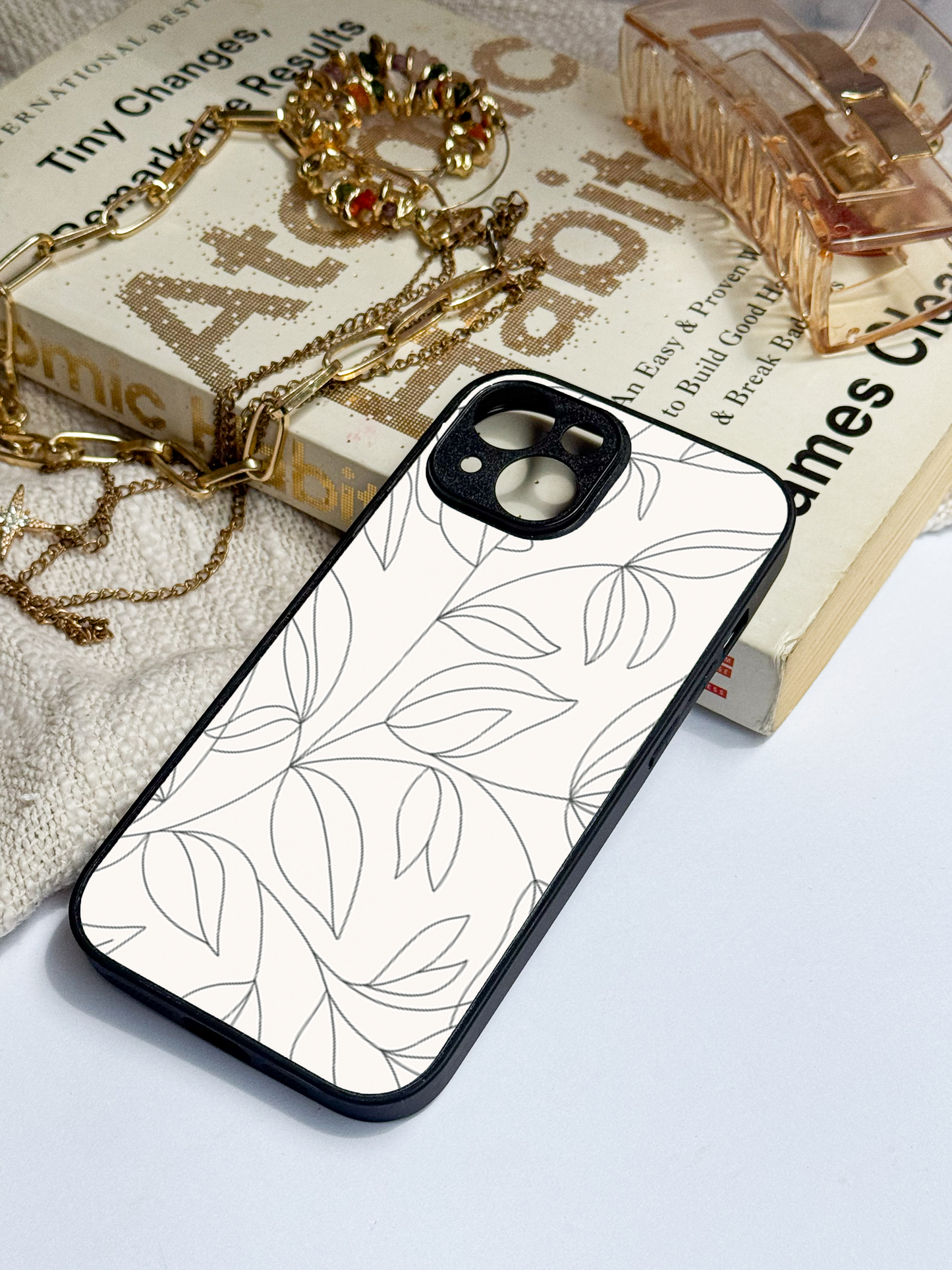 The Petal Sketch Premium Glass Back Cover For iPhone 11,12,13,14,15,16 Models