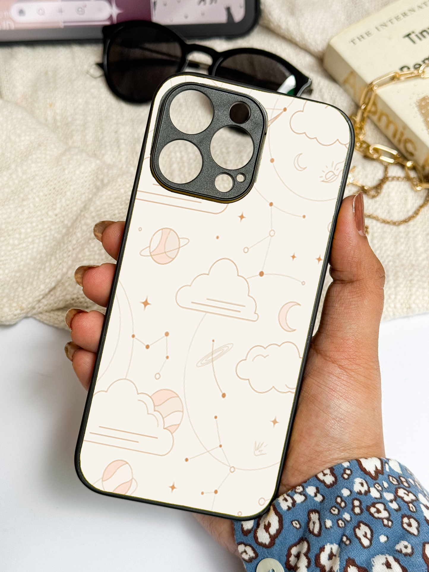Celestial Love Premium Glass Back Cover For iPhone 11,12,13,14,15,16 Models