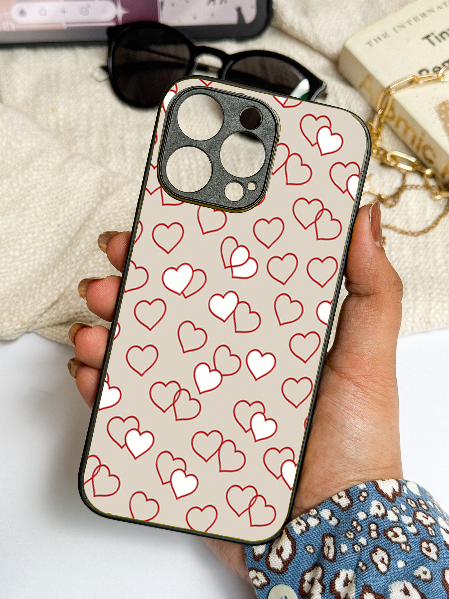 Puzzled Hearts Premium Glass Back Cover For iPhone 11,12,13,14,15,16 Models