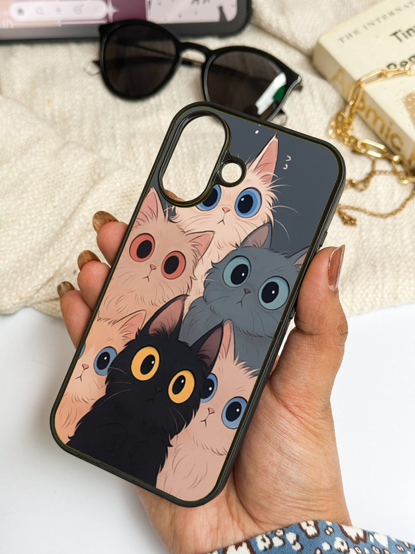 Kitty Mania  Premium Glass Back Cover For iPhone 11,12,13,14,15,16 Models