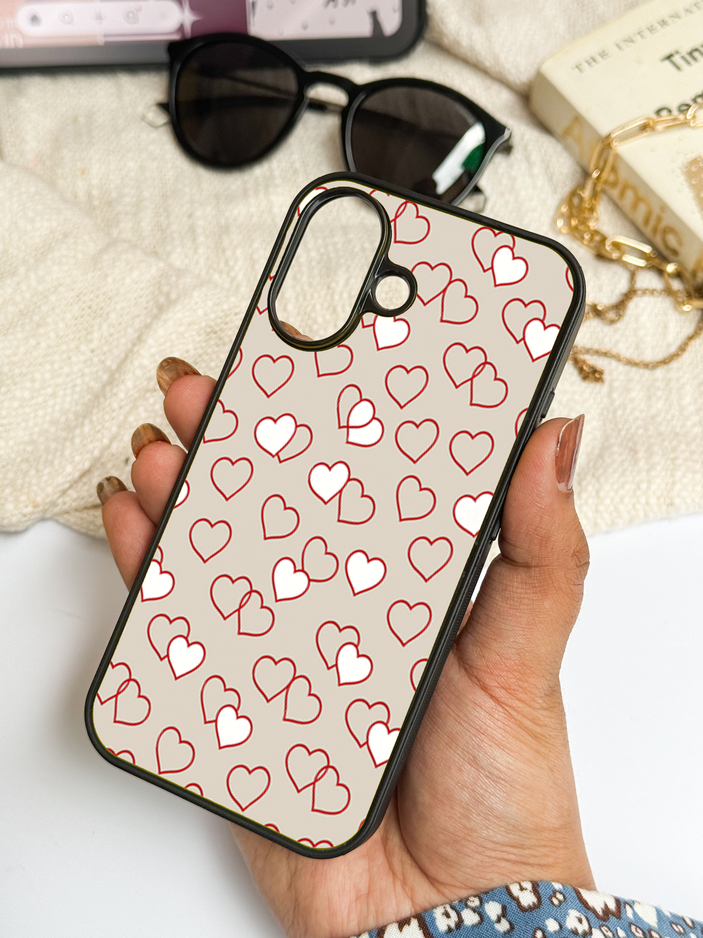 Puzzled Hearts Premium Glass Back Cover For iPhone 11,12,13,14,15,16 Models