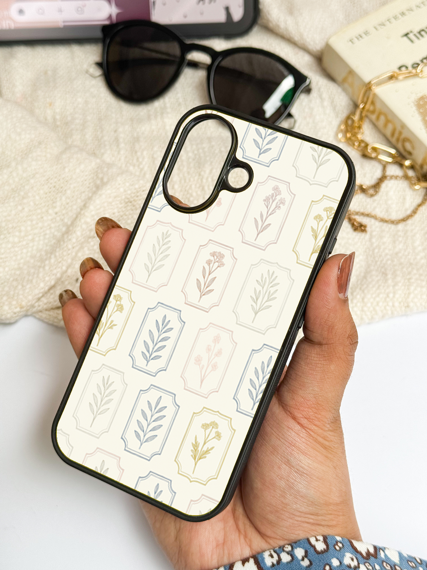 The Petal Grid Premium Glass Back Cover For iPhone 11,12,13,14,15,16 Models