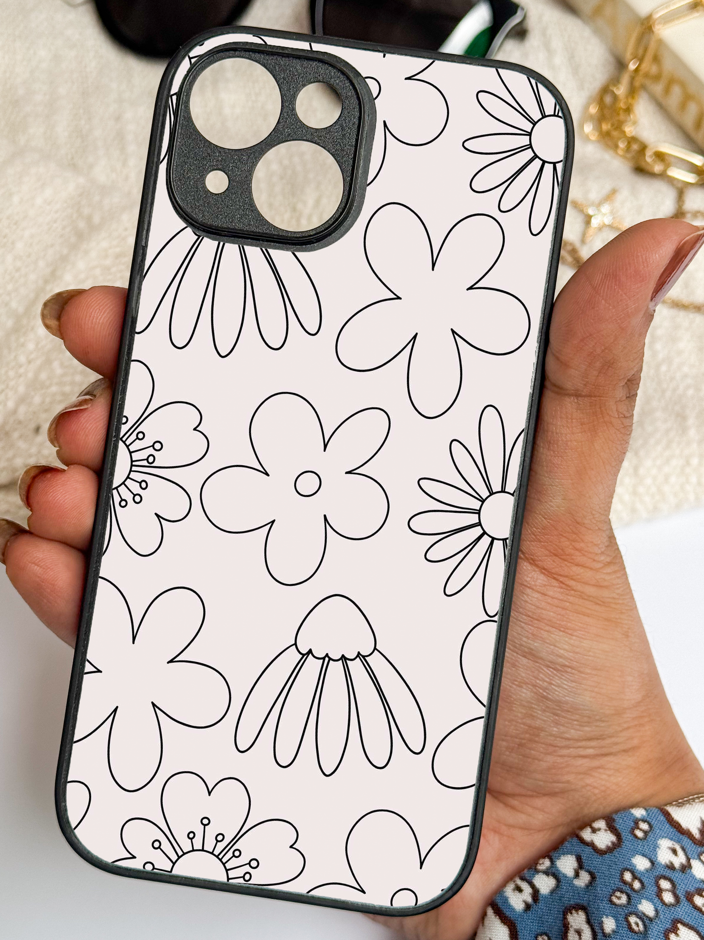 Outline Garden Premium Glass Back Cover For iPhone 11,12,13,14,15,16,17 Models
