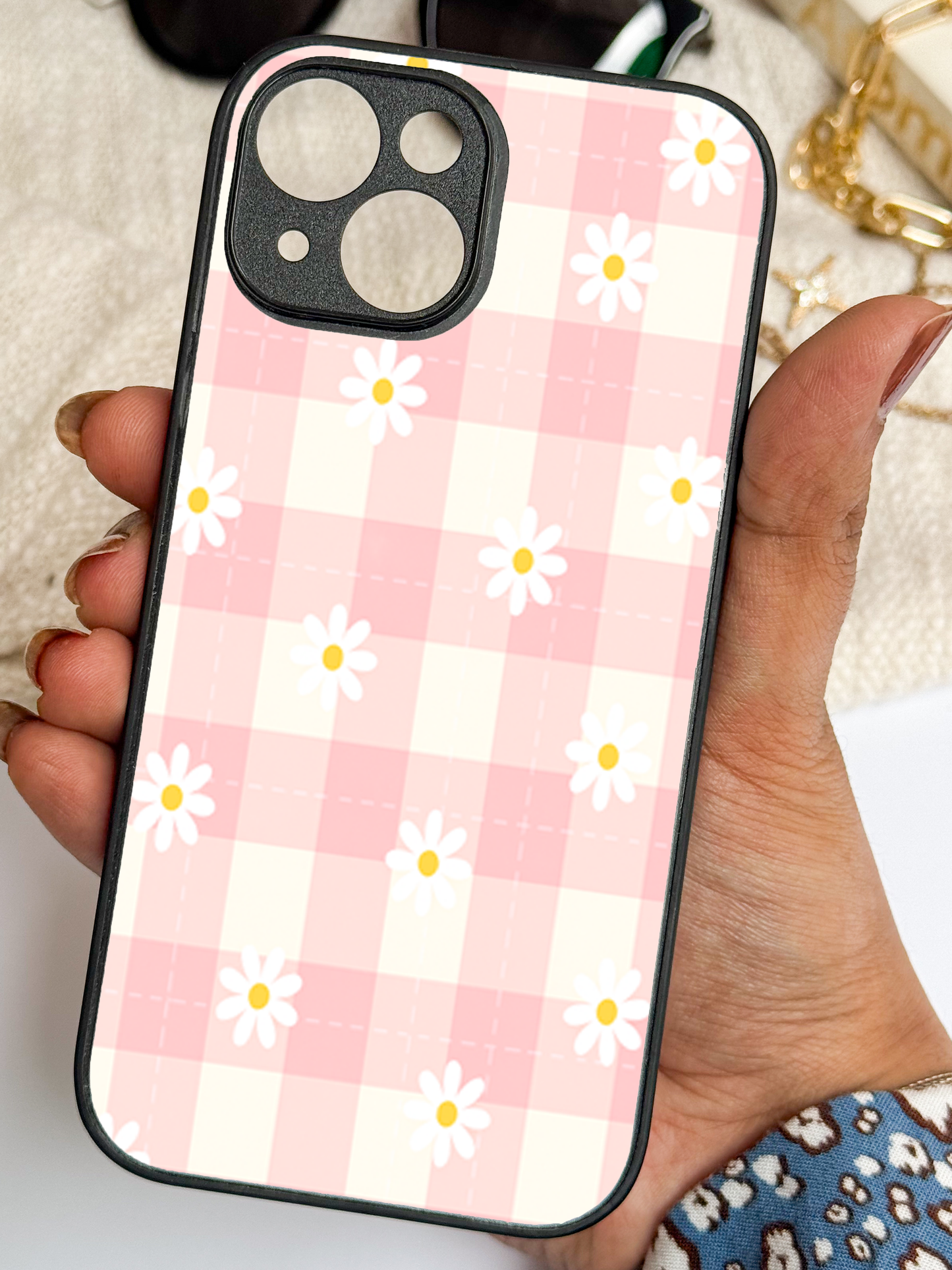 Daisy Bloom Premium Glass Back Cover For iPhone 11,12,13,14,15,16 Models