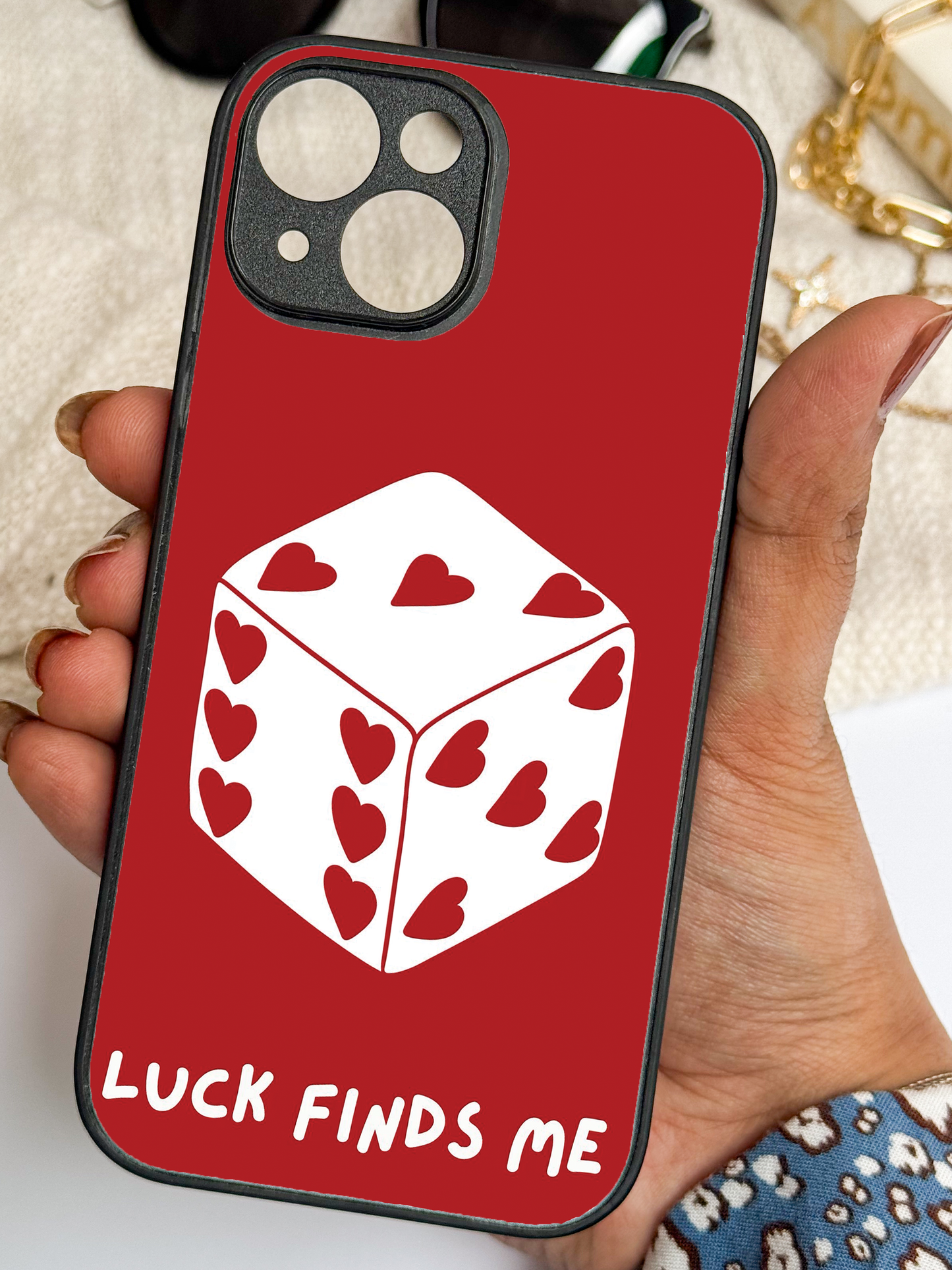 Hearts & Dice Premium Glass Back Cover For iPhone 11,12,13,14,15,16,17 Models
