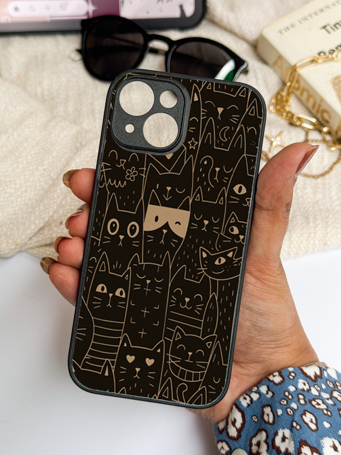 Meow You Too Premium Glass Back Cover For iPhone 11,12,13,14,15,16 Models