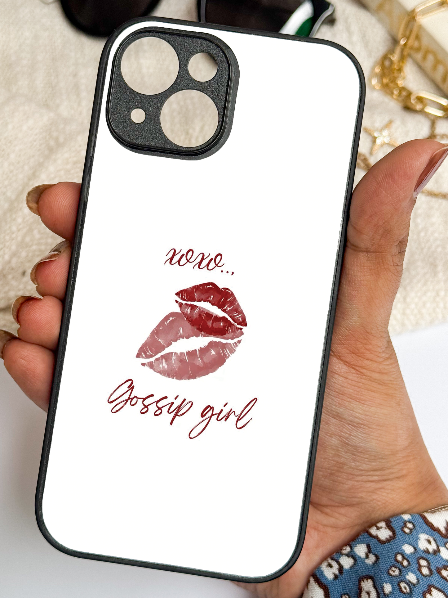 The Gossip Kiss Premium Glass Back Cover For iPhone 11,12,13,14,15,16 Models