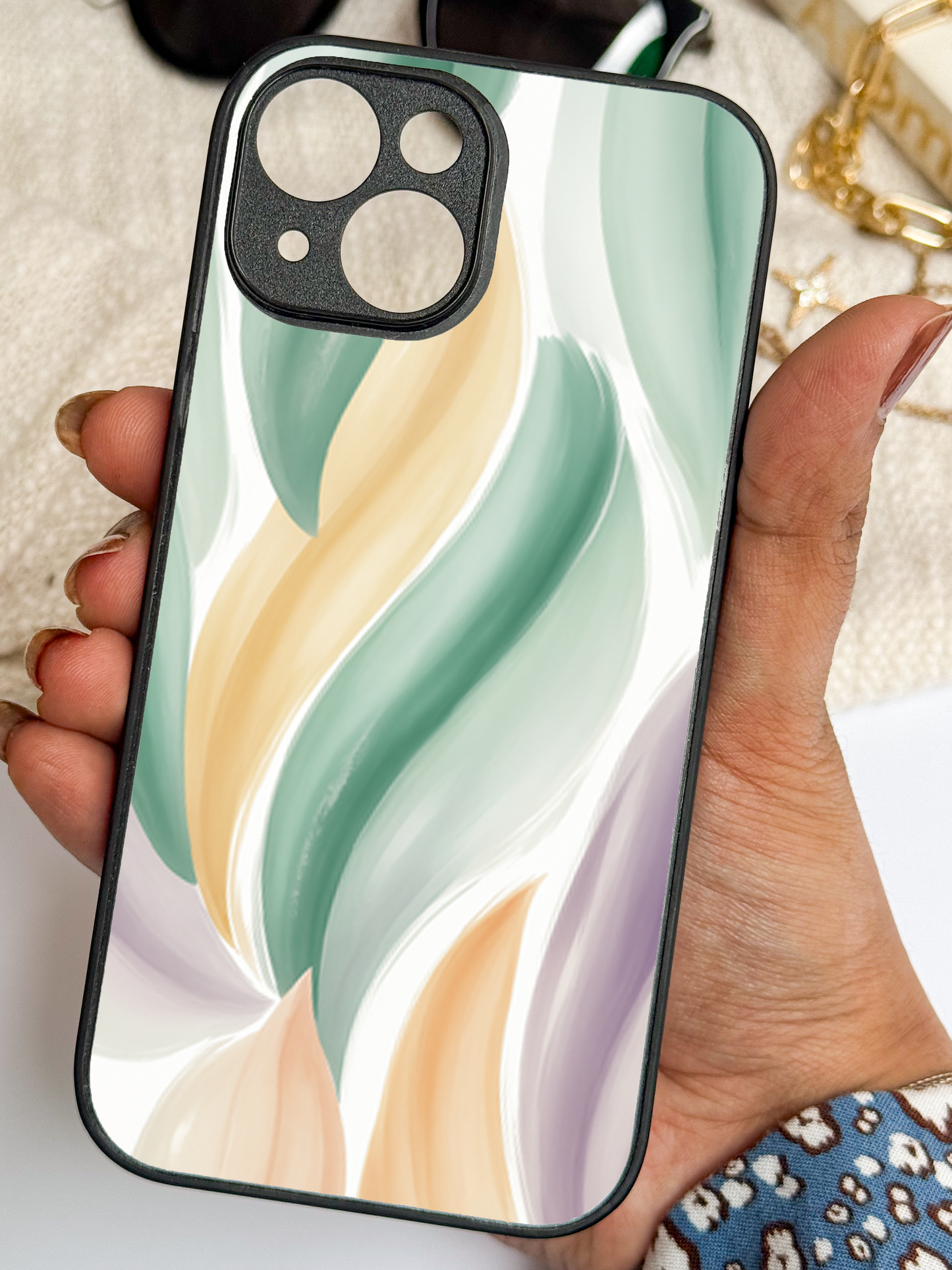 Artistic Touch Premium Glass Back Cover For iPhone 11,12,13,14,15,16 Models