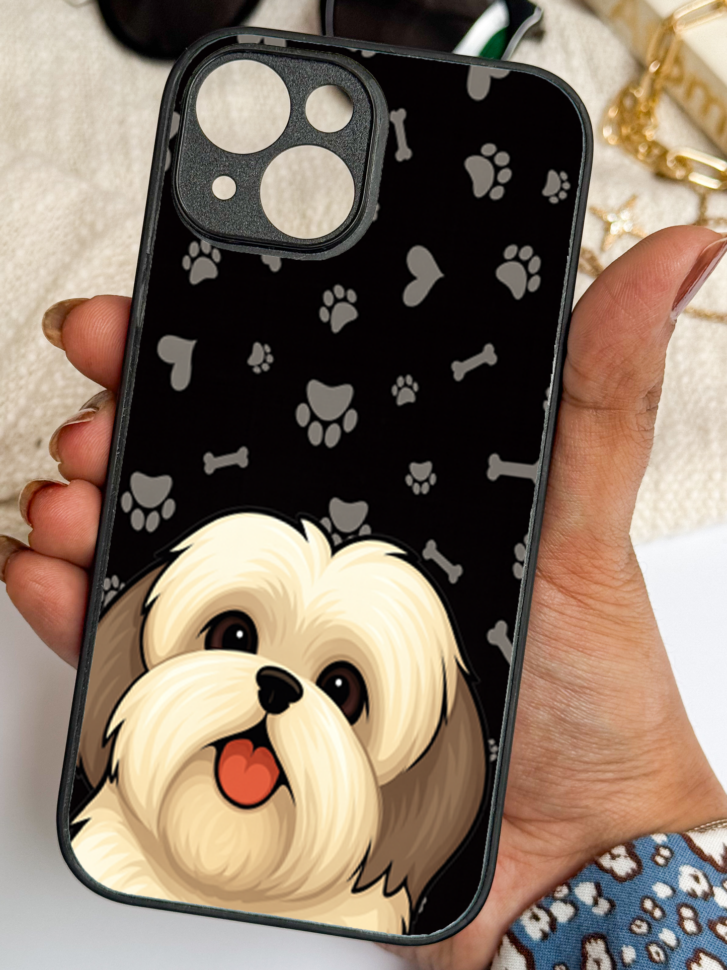 Fluffy Love Premium Glass Back Cover For iPhone 11,12,13,14,15,16 Models