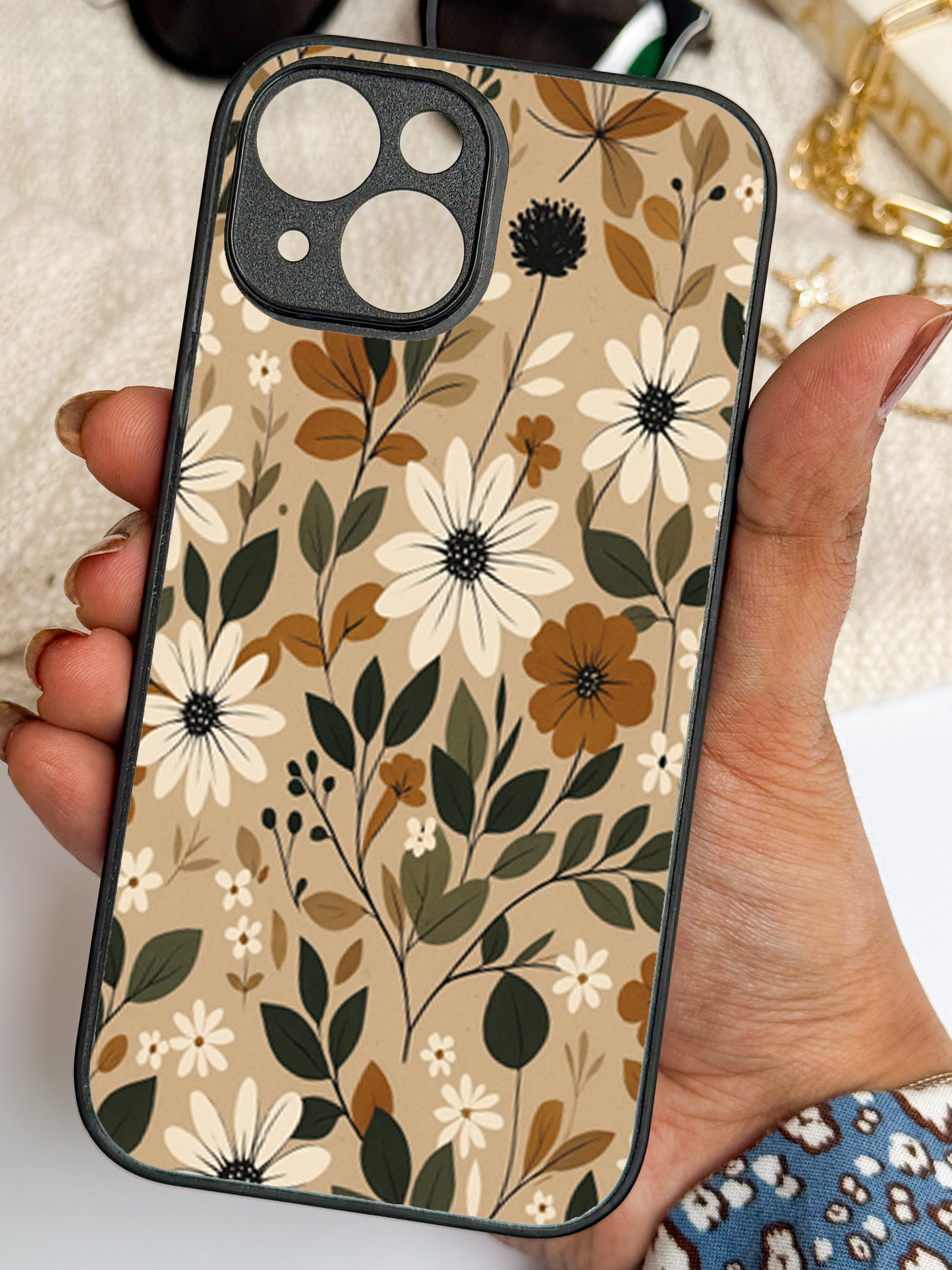 Autumn Bloom Premium Glass Back Cover For iPhone 11,12,13,14,15,16 Models