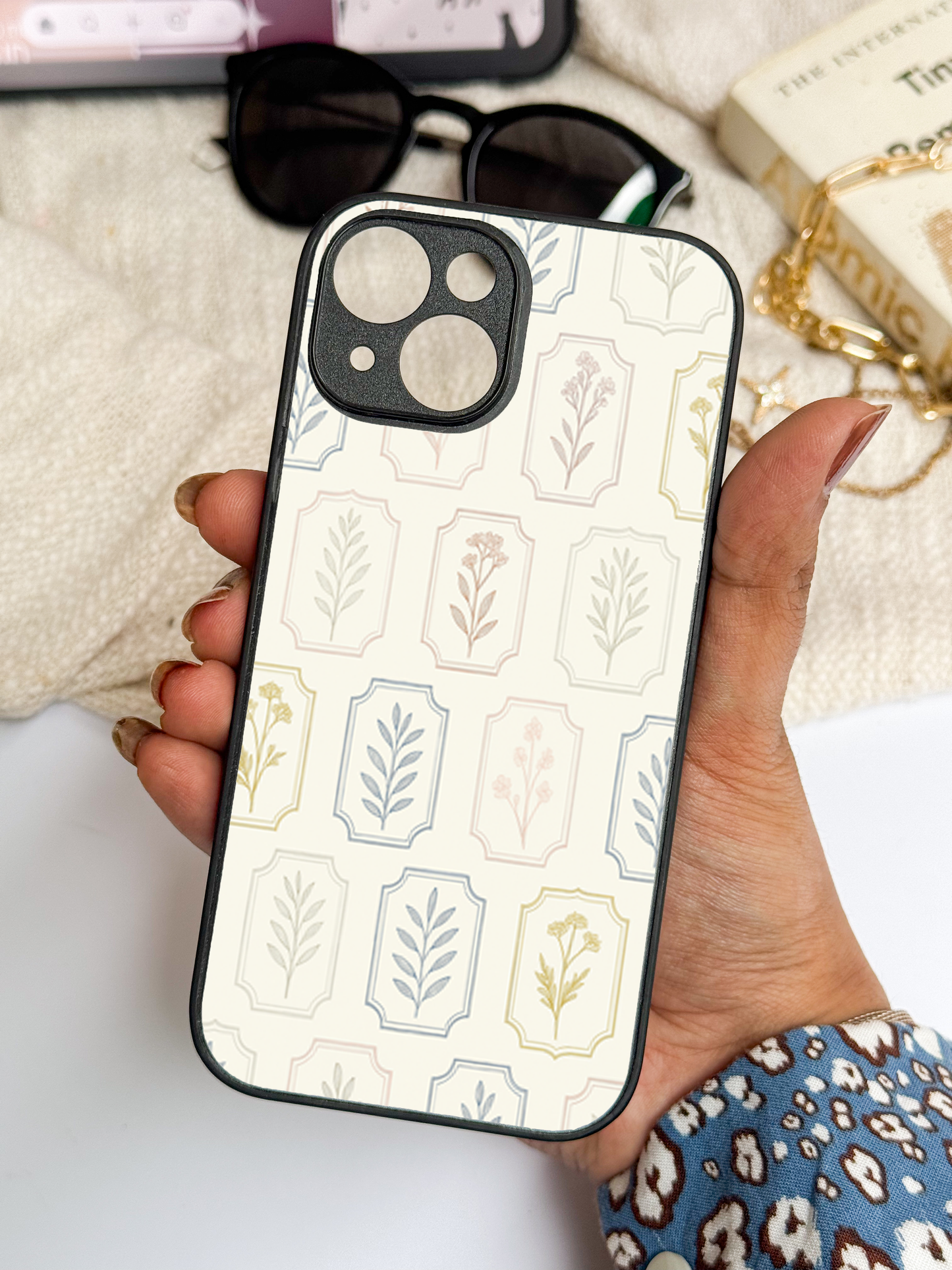 The Petal Grid Premium Glass Back Cover For iPhone 11,12,13,14,15,16 Models