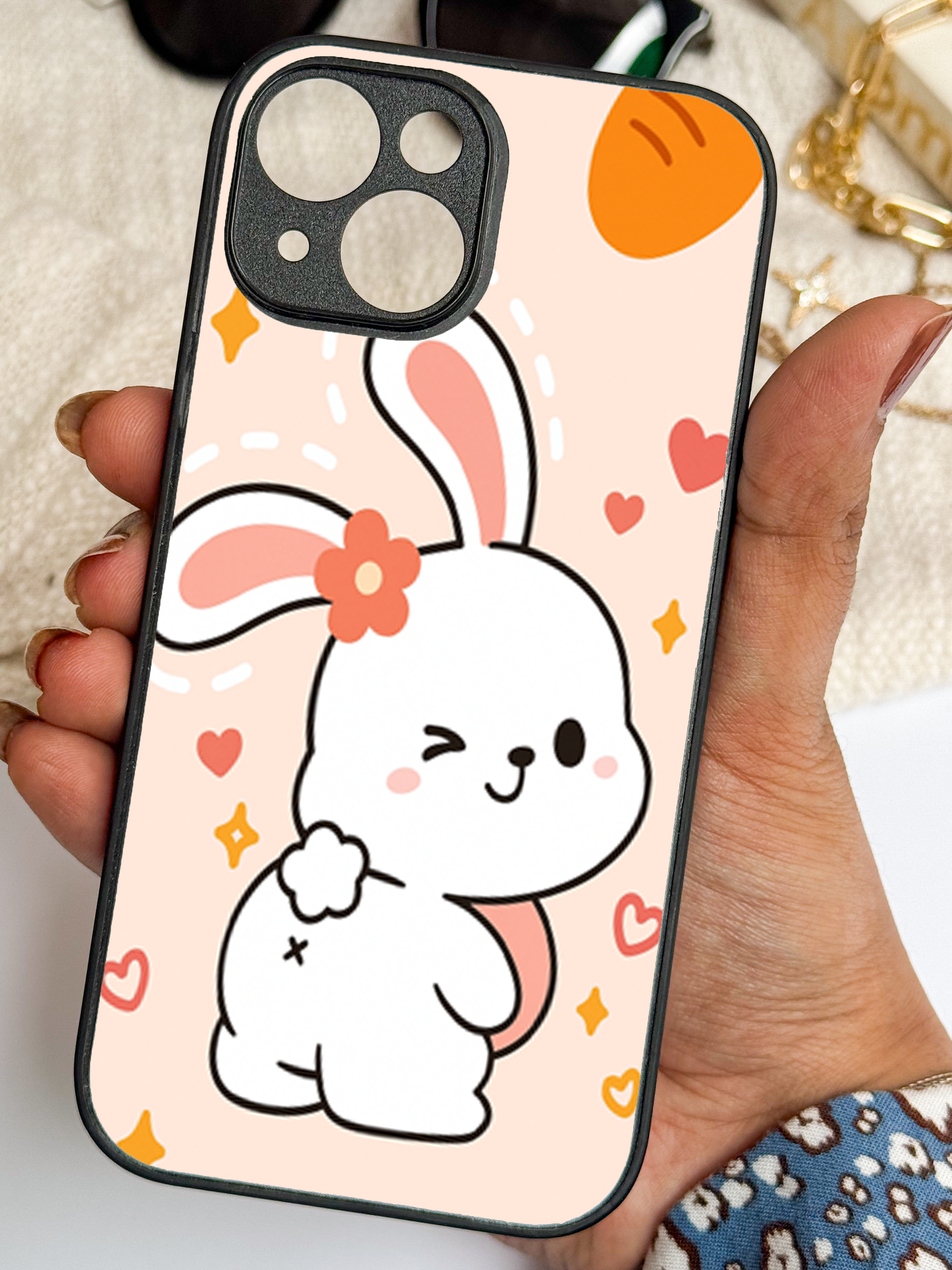 Bunny Pooh Premium Glass Back Cover For iPhone 11,12,13,14,15,16 Models