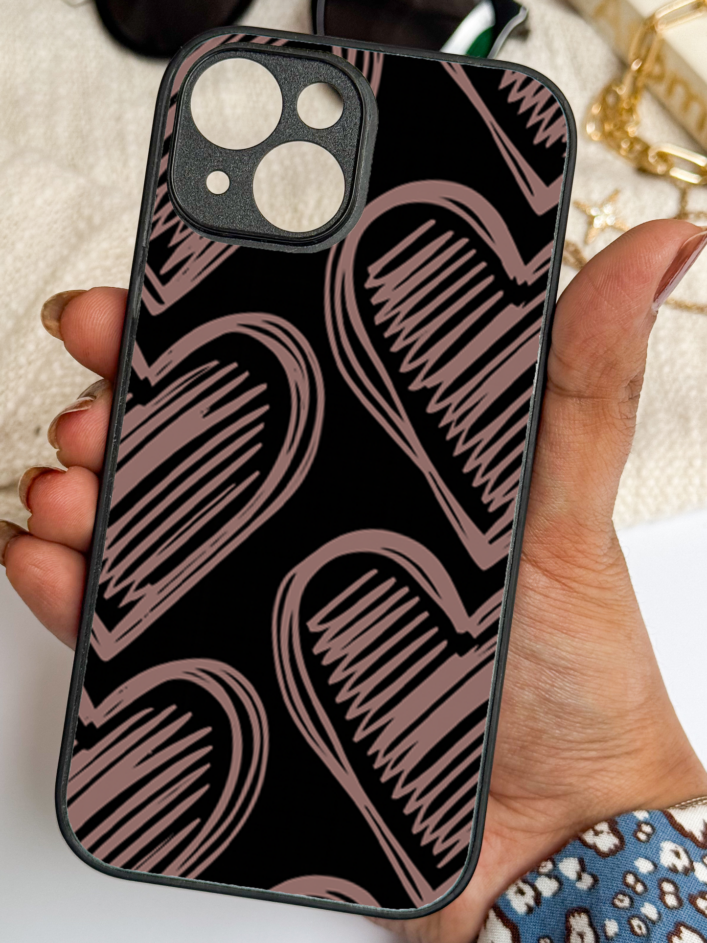 Heartlines Premium Glass Back Cover For iPhone 11,12,13,14,15,16 Models