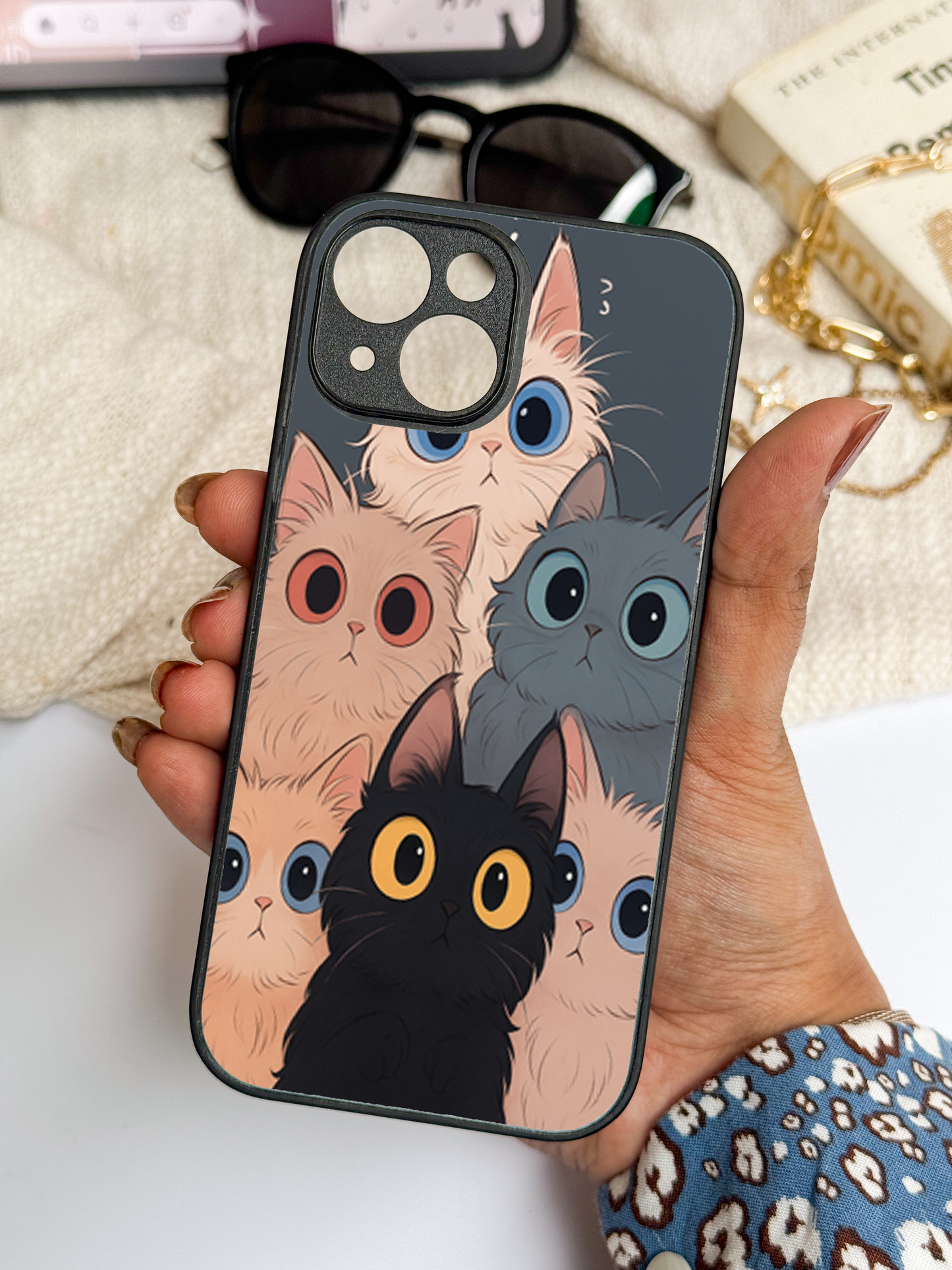 Kitty Mania  Premium Glass Back Cover For iPhone 11,12,13,14,15,16 Models