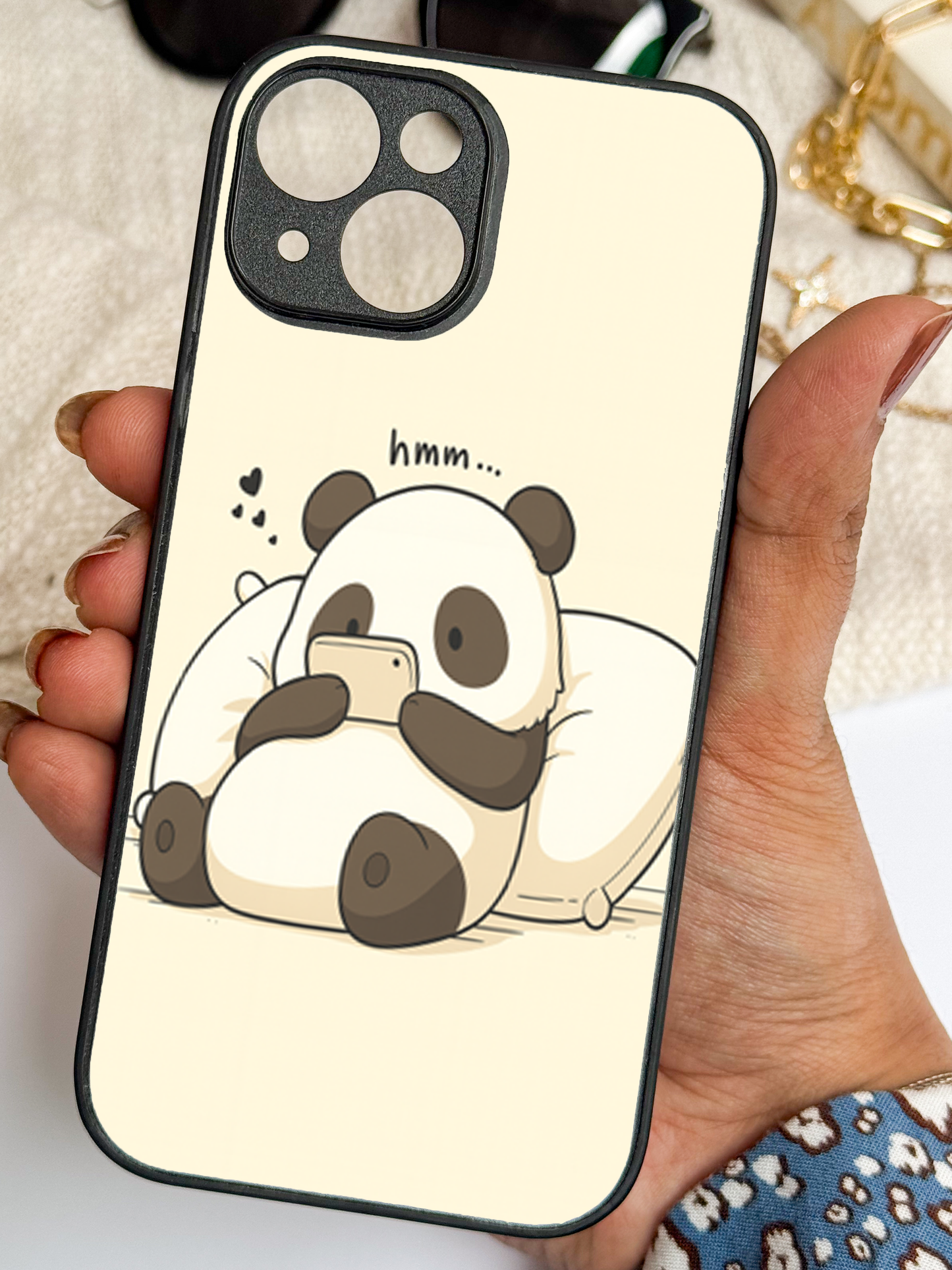 Hmm Panda Premium Glass Back Cover For iPhone 11,12,13,14,15,16 Models