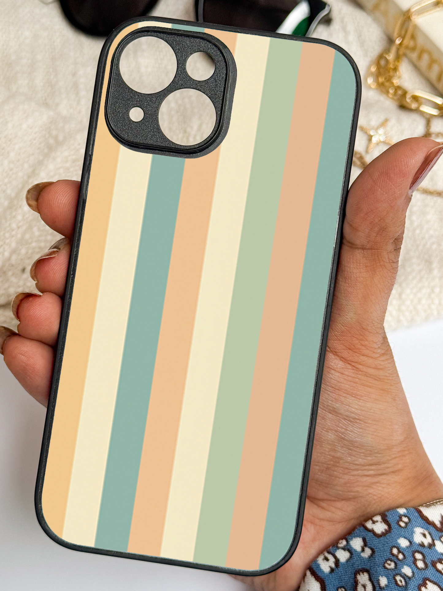 Abstract Stripes Premium Glass Back Cover For iPhone 11,12,13,14,15,16 Models