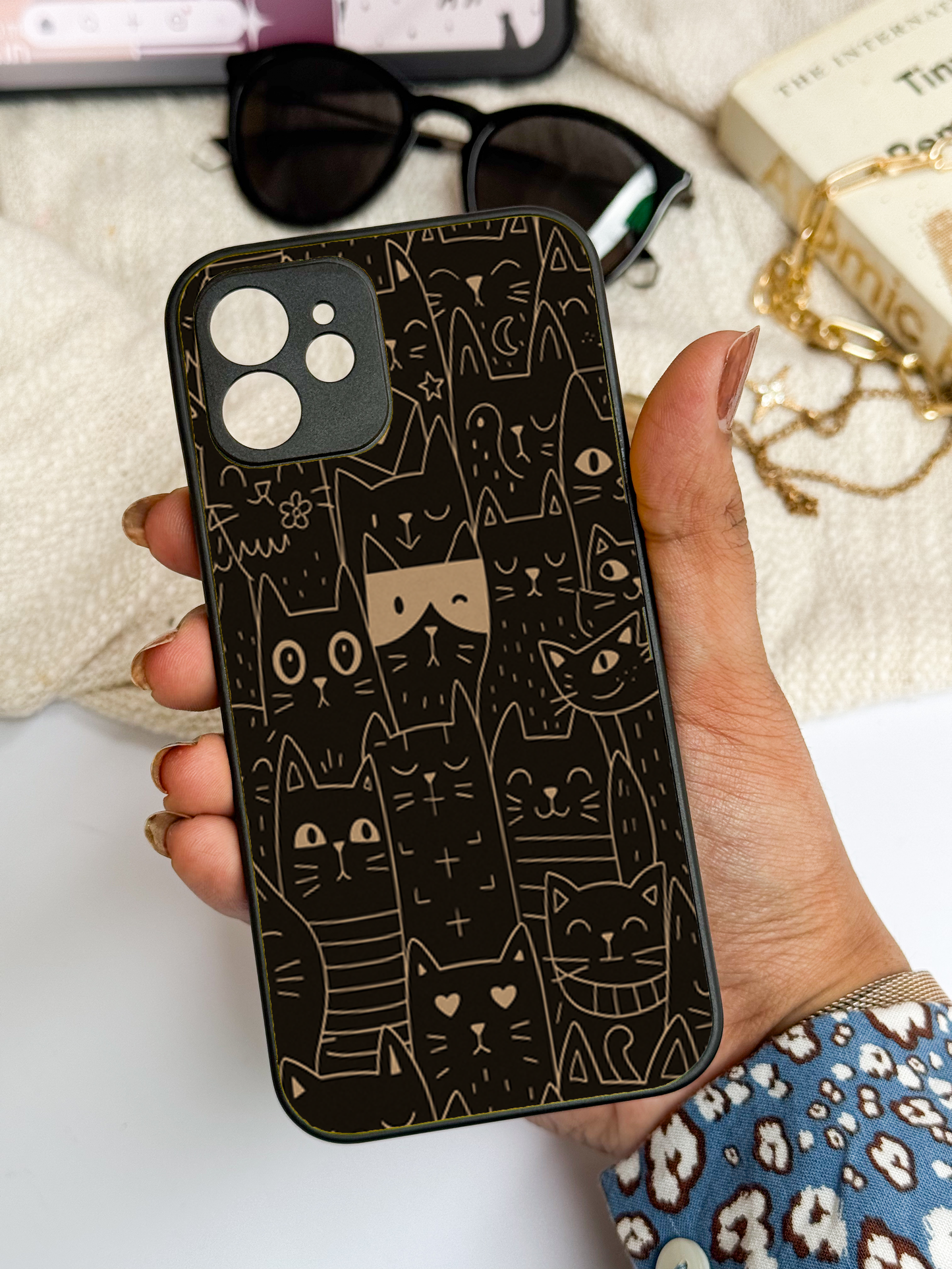Meow You Too Premium Glass Back Cover For iPhone 11,12,13,14,15,16 Models
