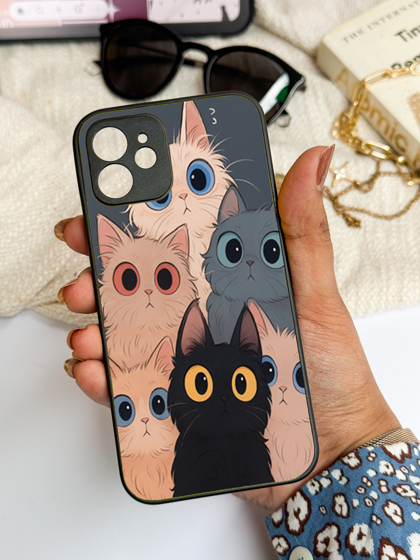 Kitty Mania  Premium Glass Back Cover For iPhone 11,12,13,14,15,16 Models