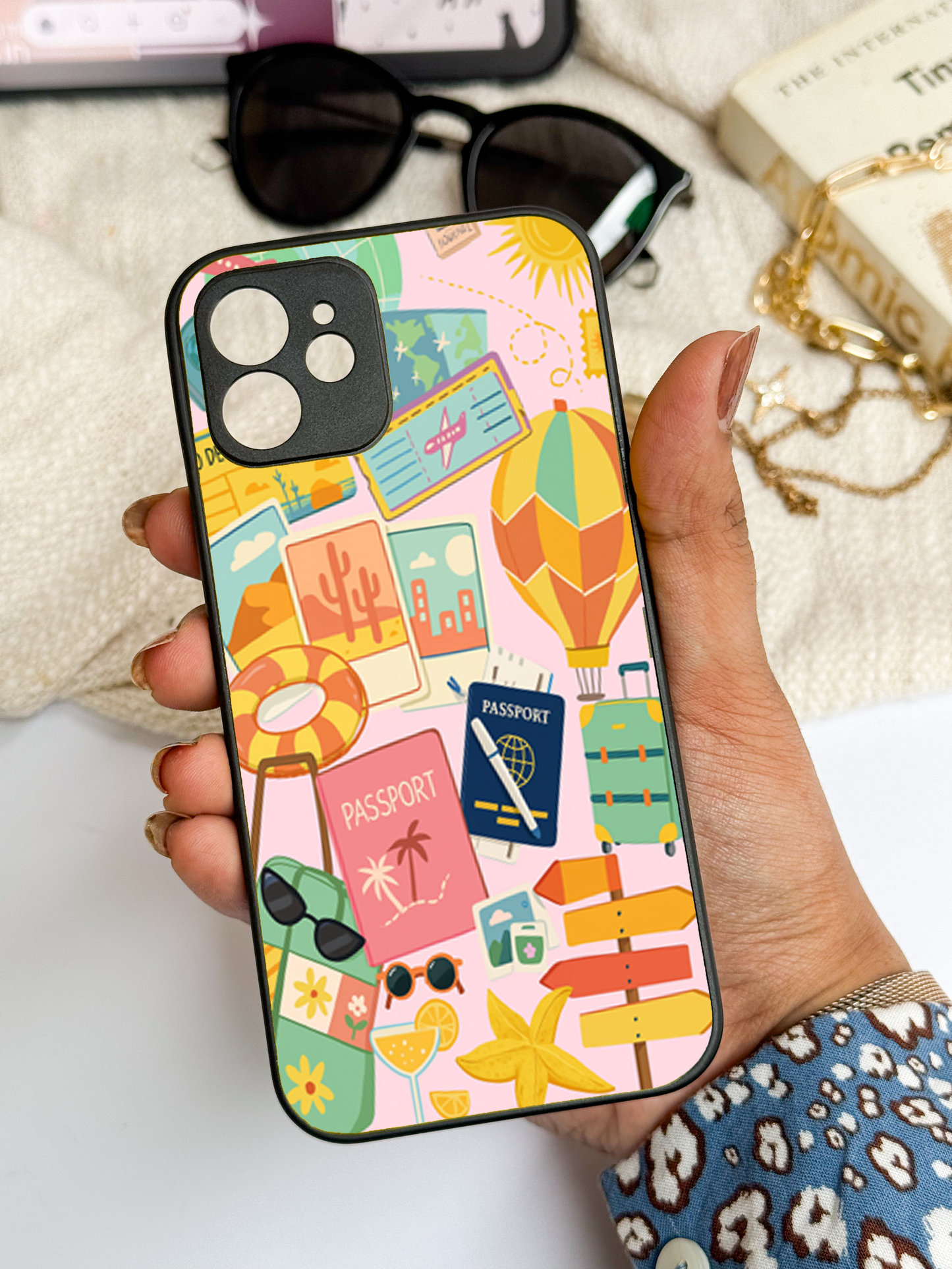I love Travelling  Premium Glass Back Cover For iPhone 11,12,13,14,15,16 Models