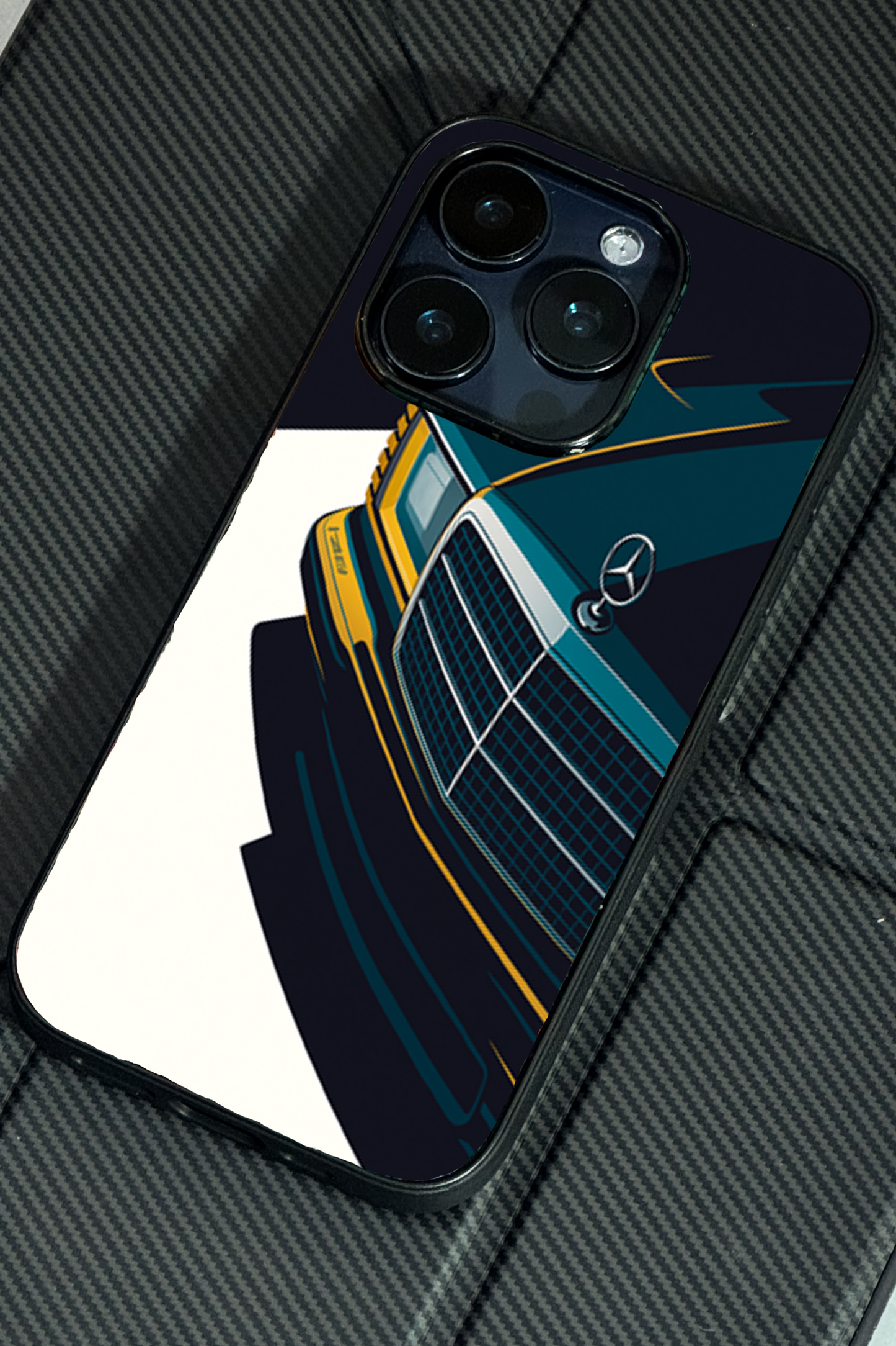 Minimal Car Sketch Premium Glass Back Cover For iPhone 11,12,13,14,15,16 Models