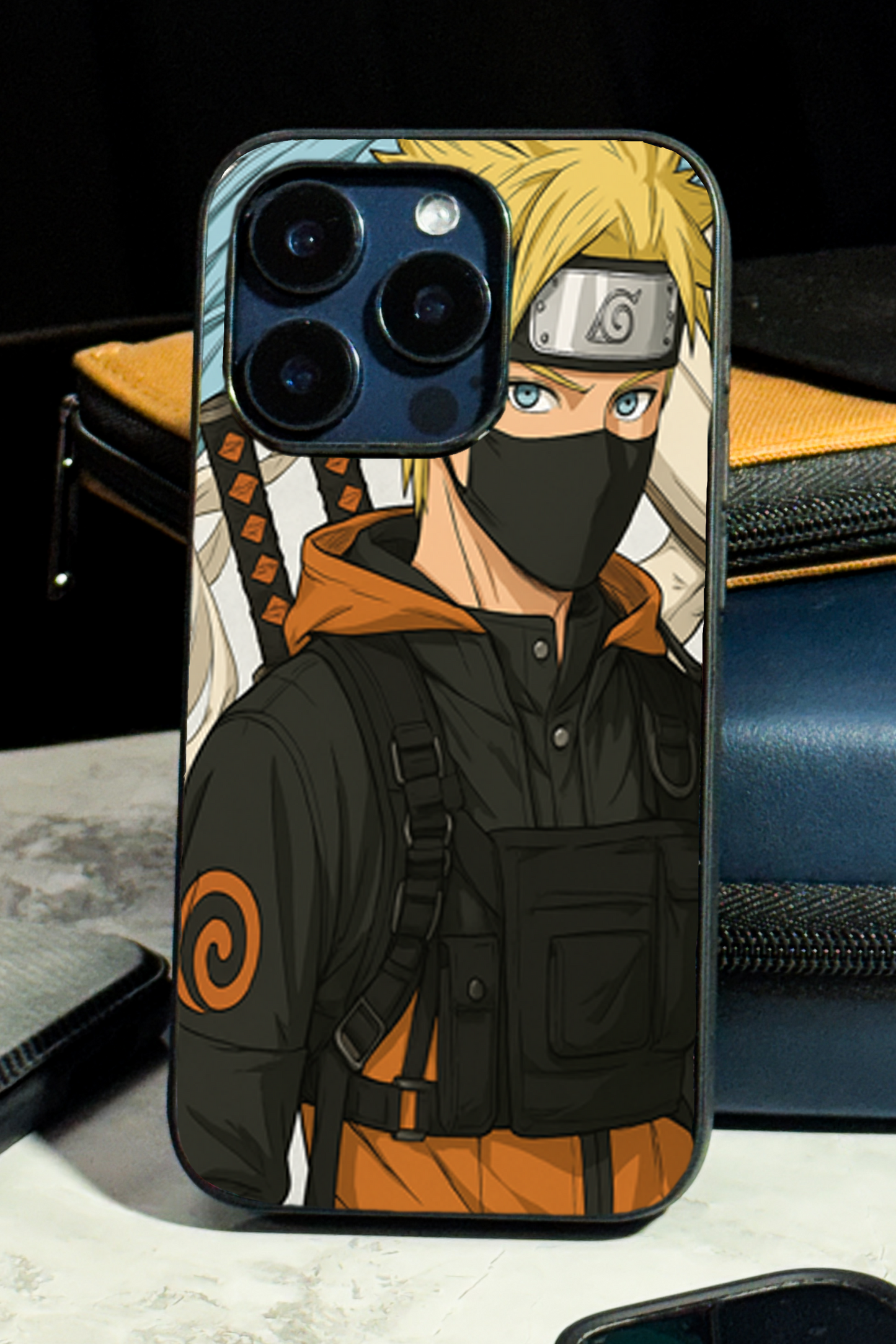 Stealthy Naruto Premium Glass Back Cover For iPhone 11,12,13,14,15,16 Models